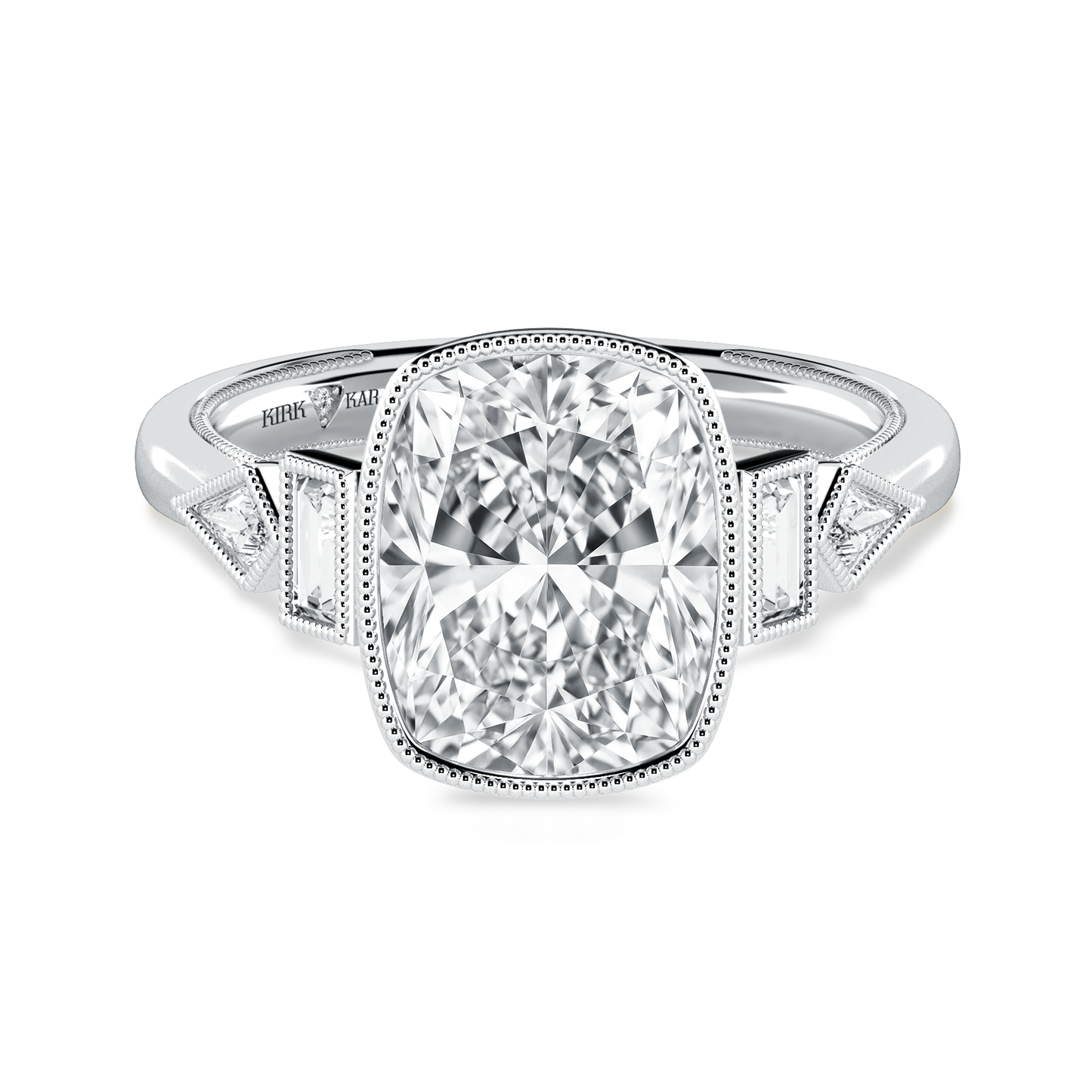 Preset Cushion Bezel Fancy Lab Diamond Engagement Ring - Center Diamond Included