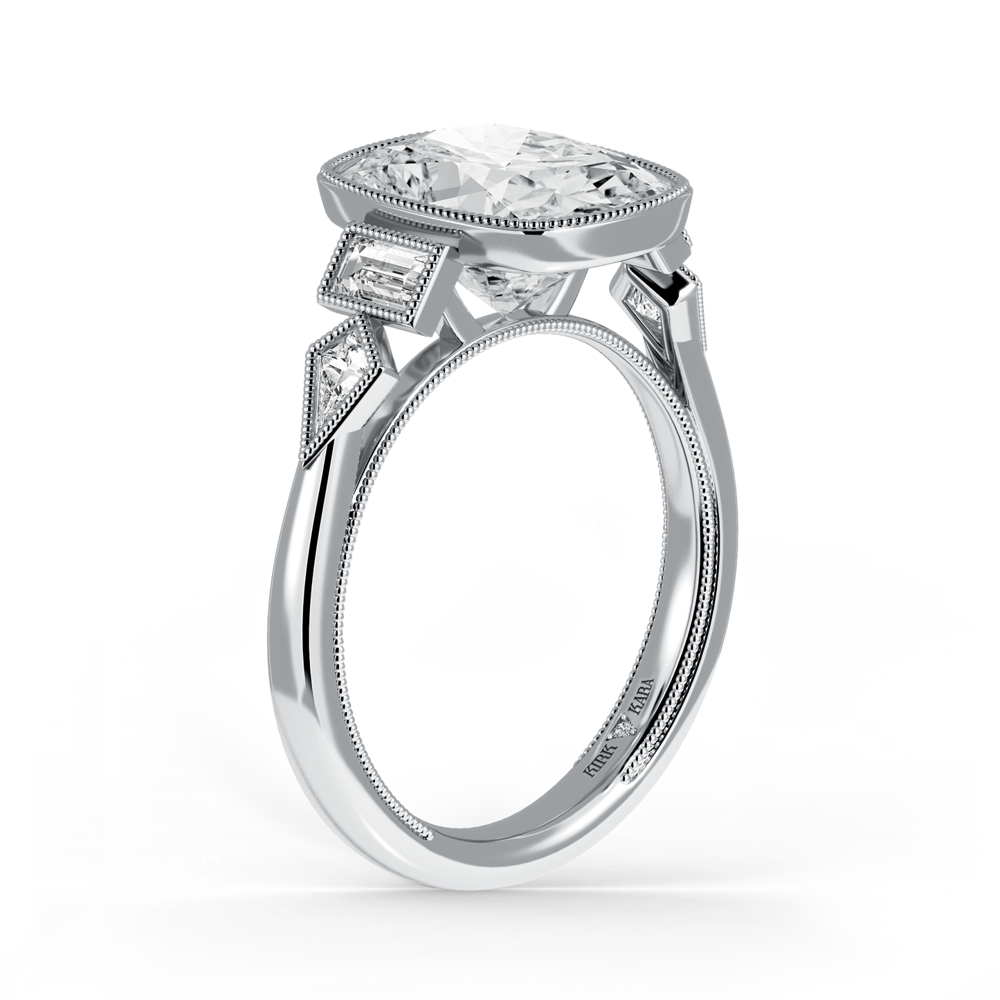 Preset Cushion Bezel Fancy Lab Diamond Engagement Ring - Center Diamond Included