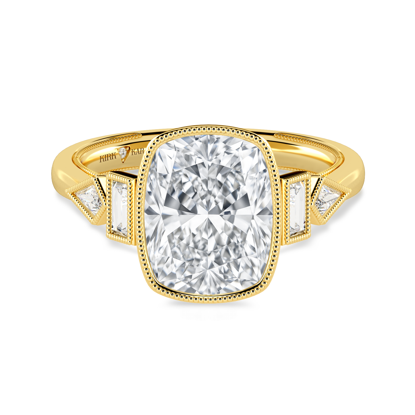 Preset Cushion Bezel Fancy Lab Diamond Engagement Ring - Center Diamond Included