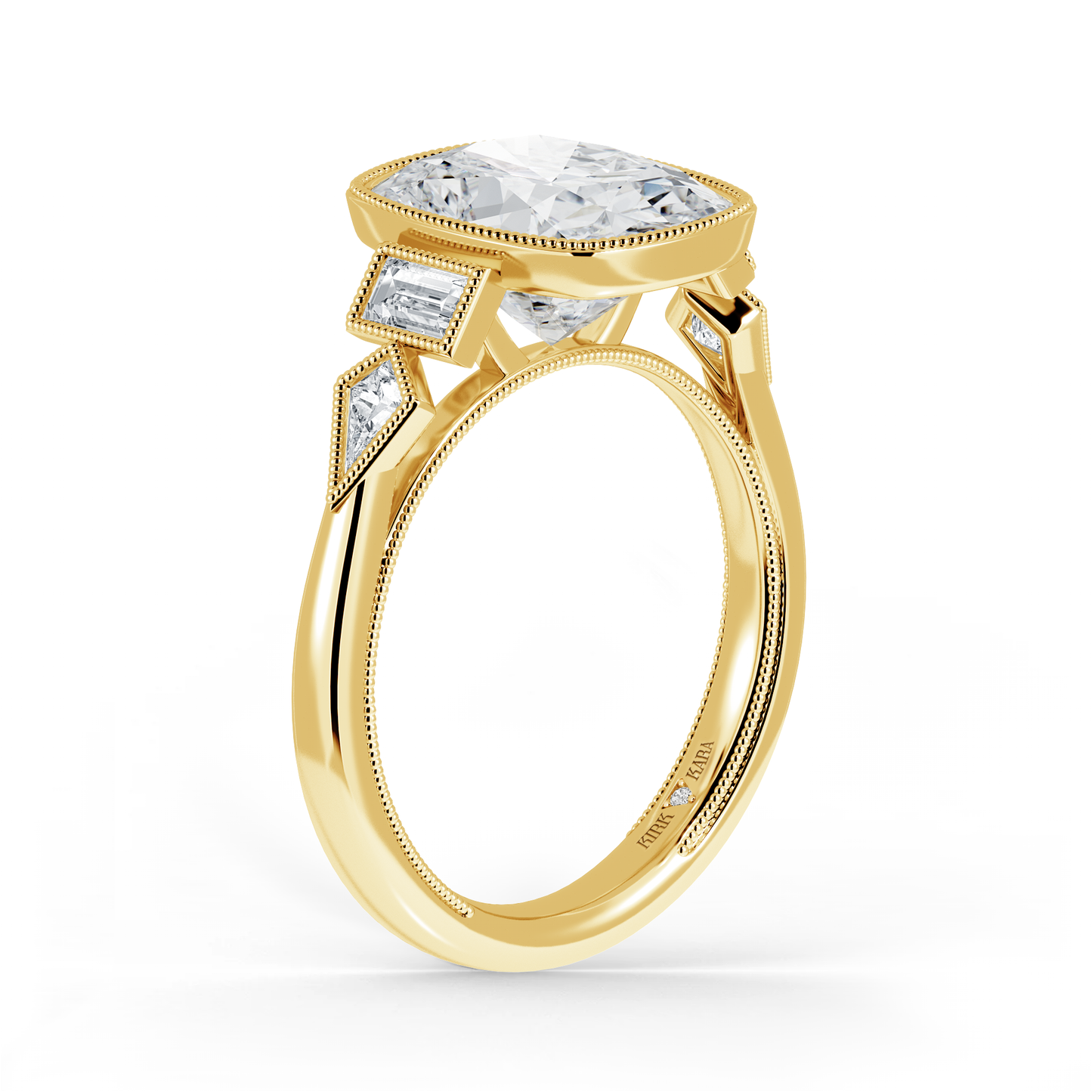 Preset Cushion Bezel Fancy Lab Diamond Engagement Ring - Center Diamond Included