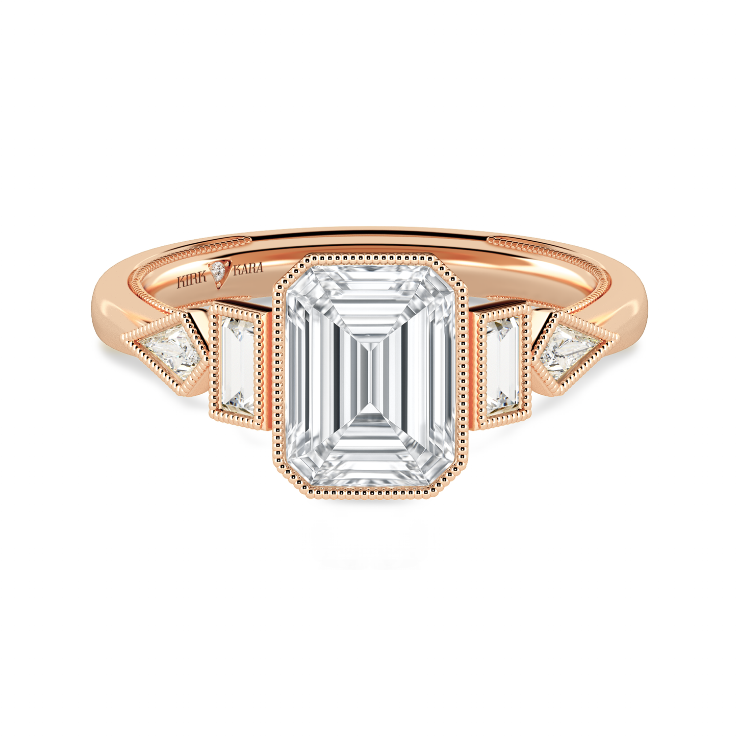 Preset Emerald Bezel Fancy Lab Diamond Engagement Ring - Center Diamond Included