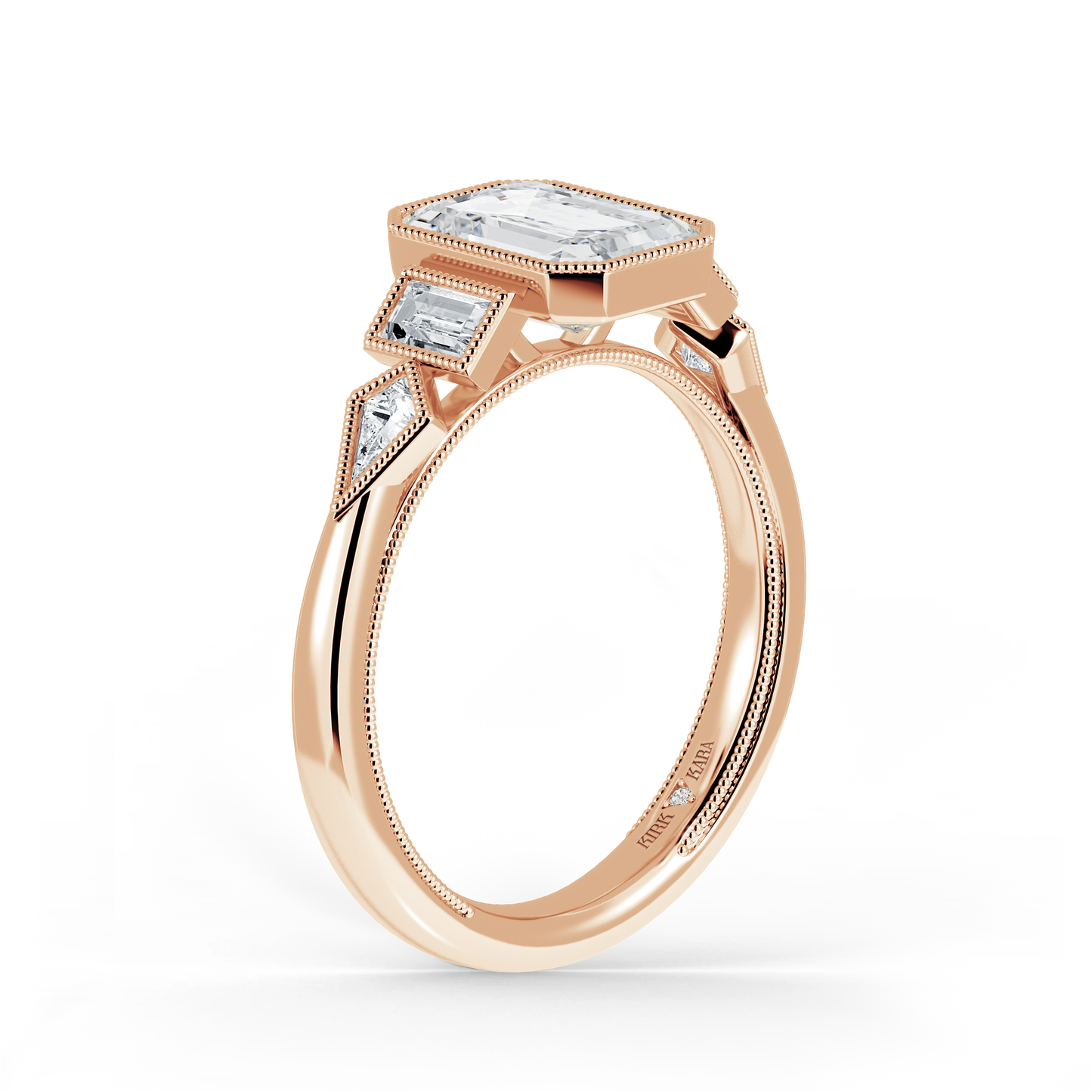 Preset Emerald Bezel Fancy Lab Diamond Engagement Ring - Center Diamond Included