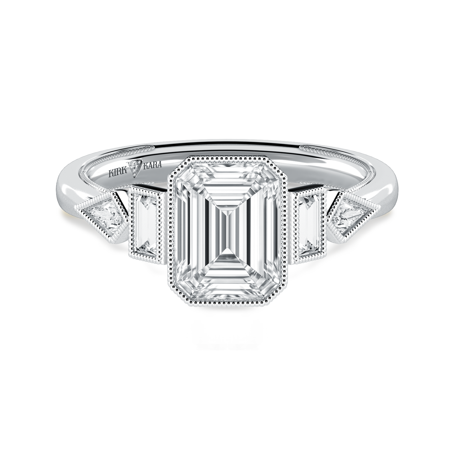 Preset Emerald Bezel Fancy Lab Diamond Engagement Ring - Center Diamond Included