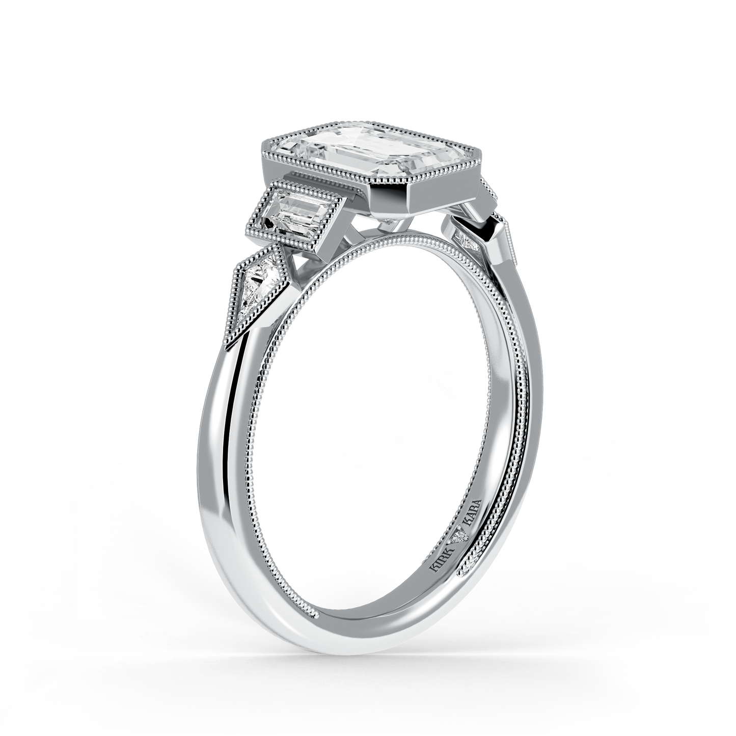 Preset Emerald Bezel Fancy Lab Diamond Engagement Ring - Center Diamond Included