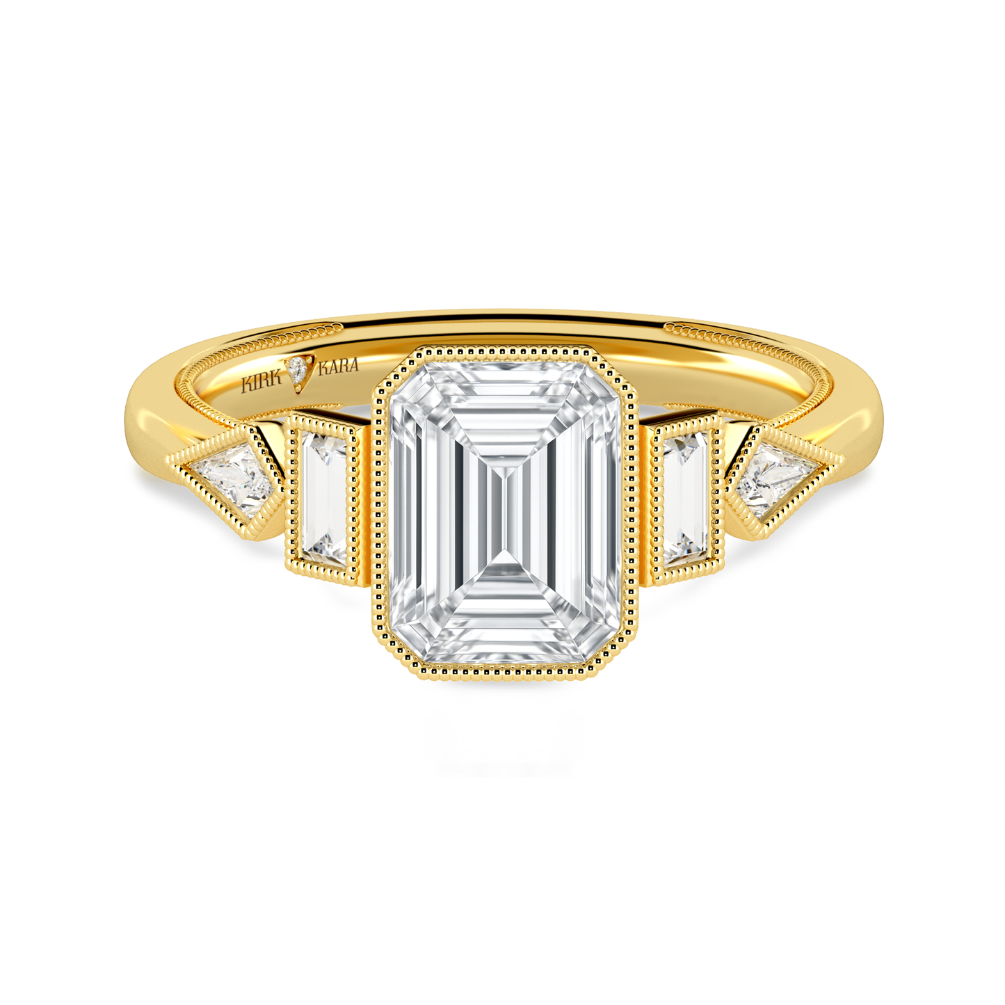 Preset Emerald Bezel Fancy Lab Diamond Engagement Ring - Center Diamond Included