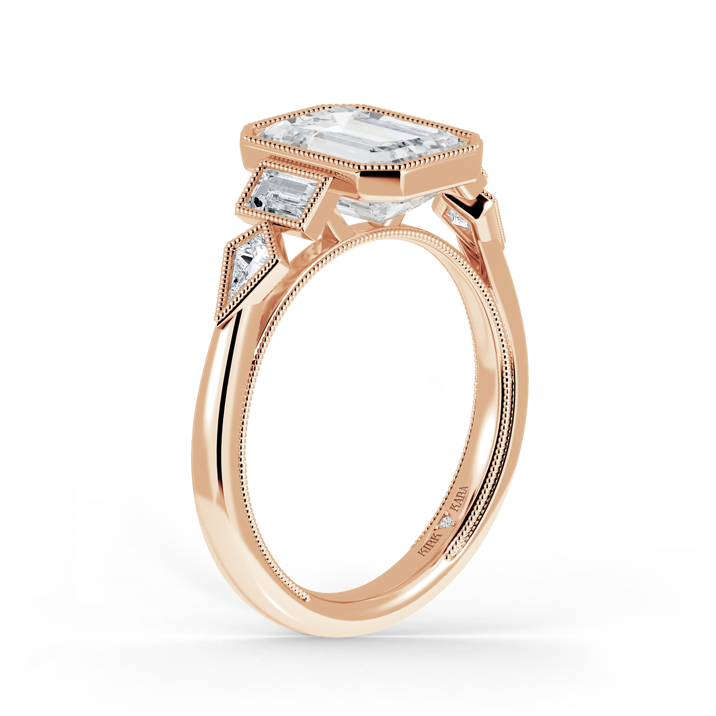 Modern Bezel Cathedral Diamond Engagement Ring