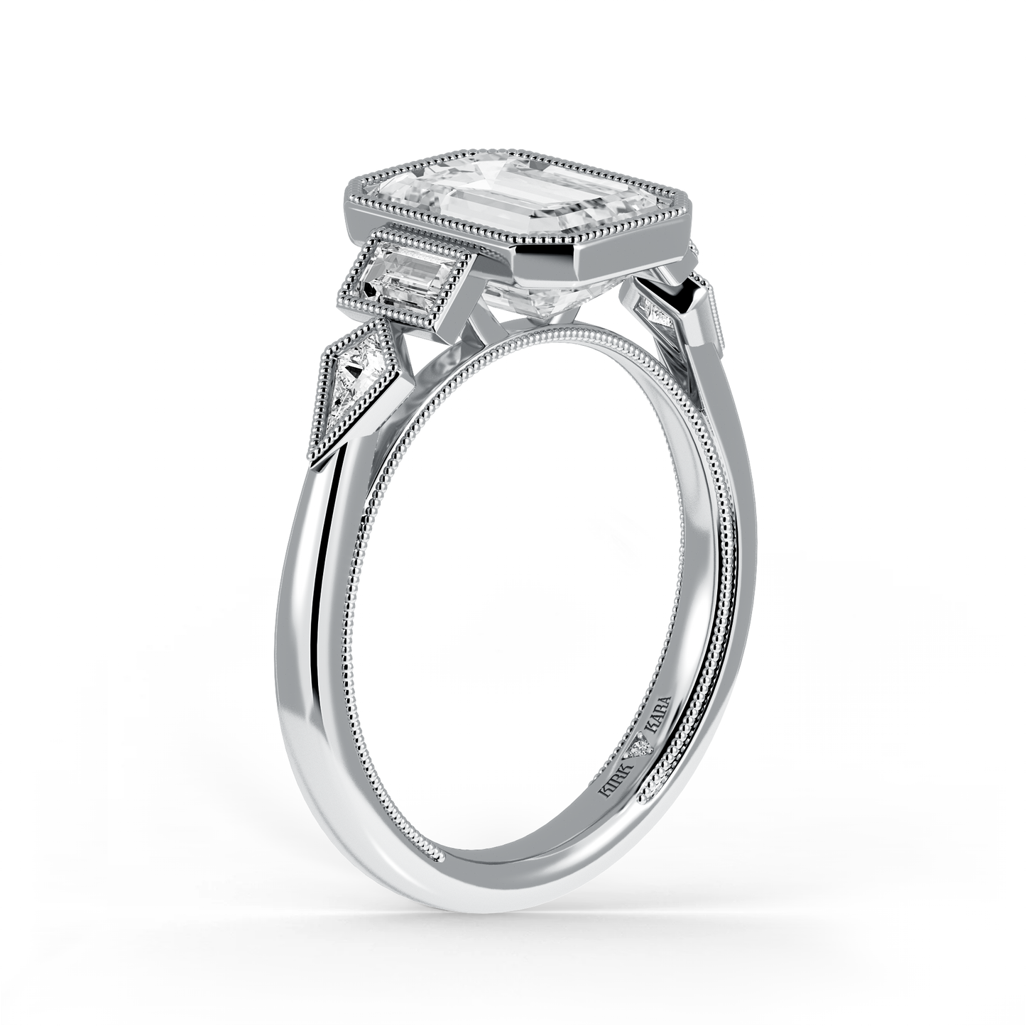 Modern Bezel Cathedral Diamond Engagement Ring