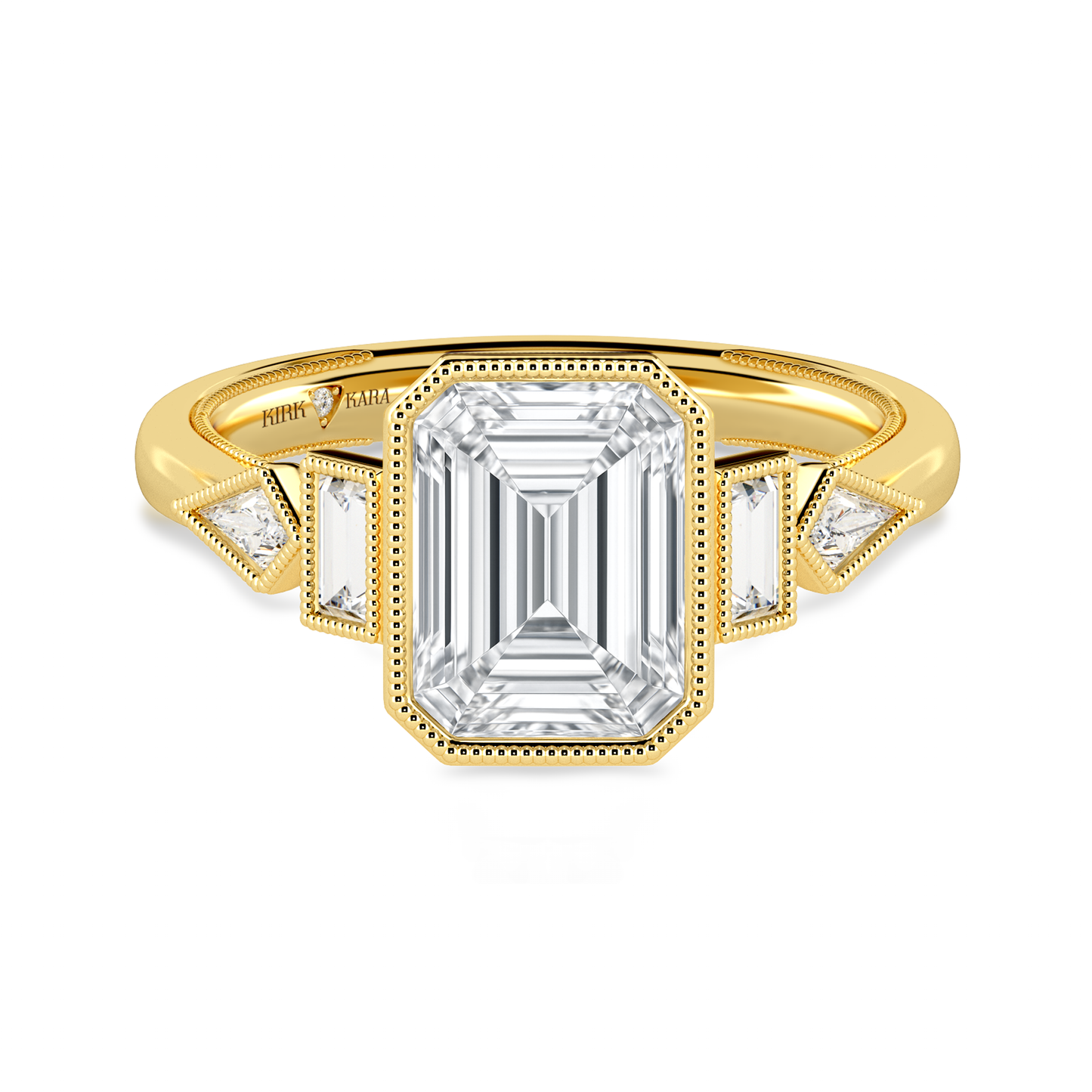 Preset Emerald Bezel Fancy Lab Diamond Engagement Ring - Center Diamond Included