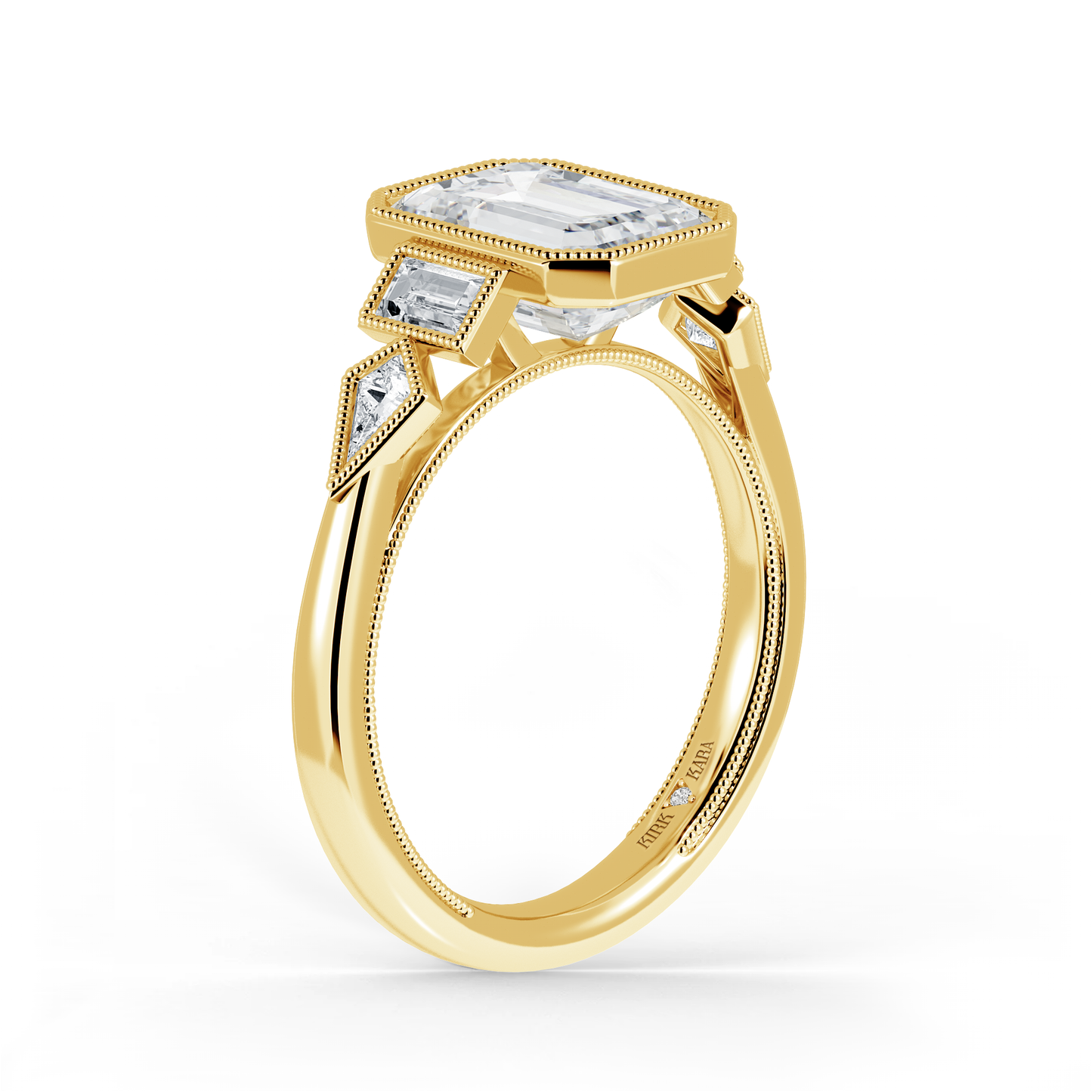 Preset Emerald Bezel Fancy Lab Diamond Engagement Ring - Center Diamond Included
