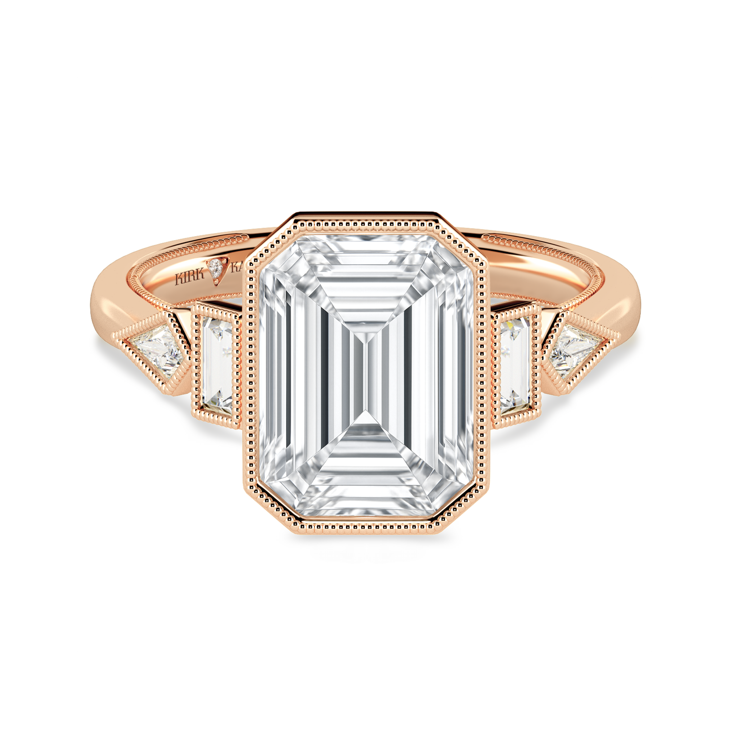 Preset Emerald Bezel Fancy Lab Diamond Engagement Ring - Center Diamond Included