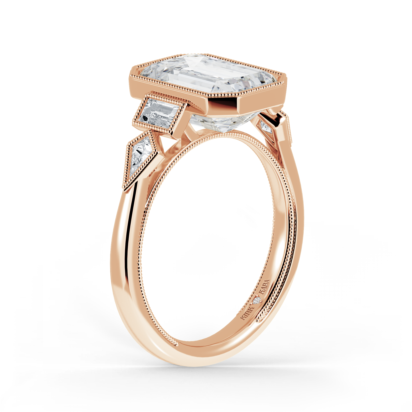 Preset Emerald Bezel Fancy Lab Diamond Engagement Ring - Center Diamond Included