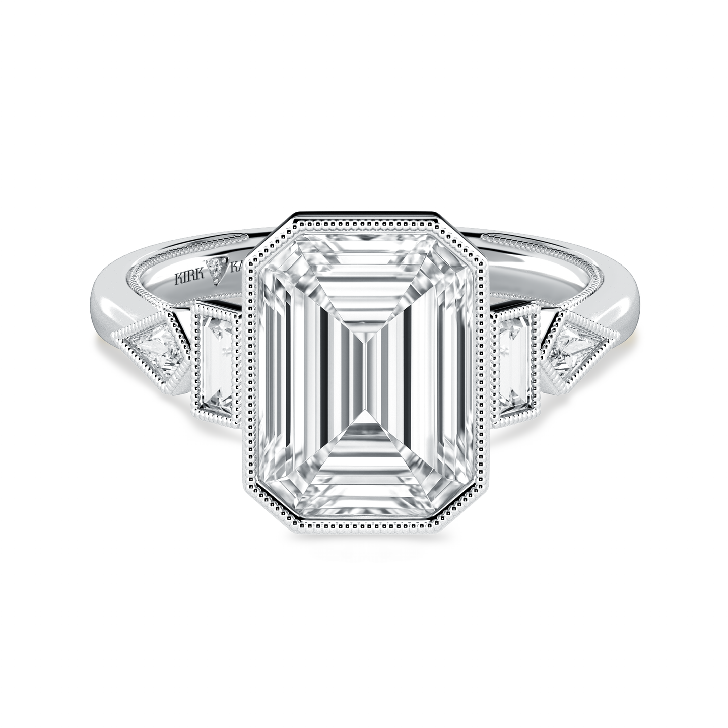 Preset Emerald Bezel Fancy Lab Diamond Engagement Ring - Center Diamond Included