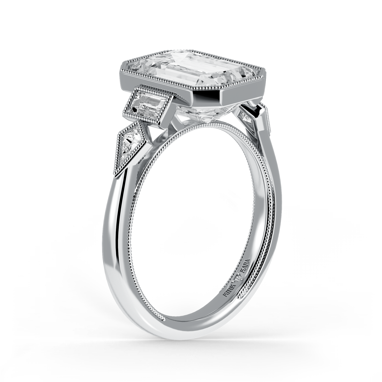 Preset Emerald Bezel Fancy Lab Diamond Engagement Ring - Center Diamond Included