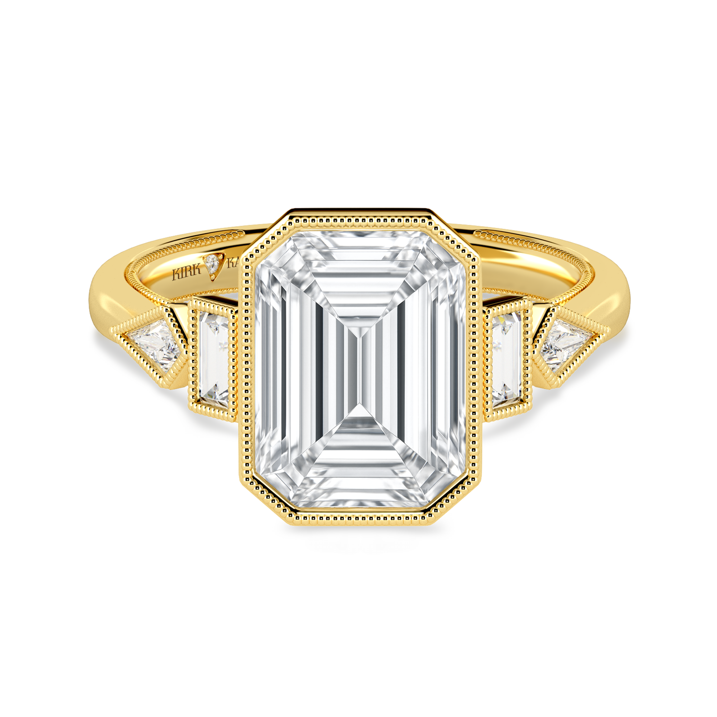 Preset Emerald Bezel Fancy Lab Diamond Engagement Ring - Center Diamond Included