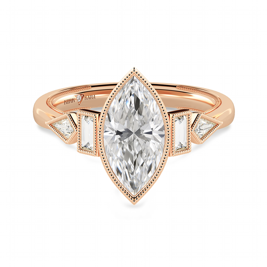 Preset Marquise Bezel Fancy Lab Diamond Engagement Ring - Center Diamond Included