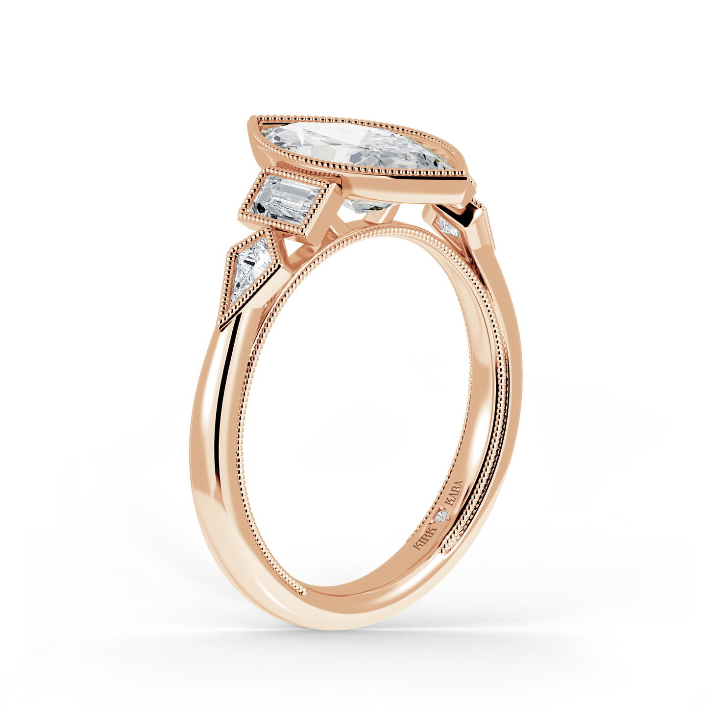 Preset Marquise Bezel Fancy Lab Diamond Engagement Ring - Center Diamond Included
