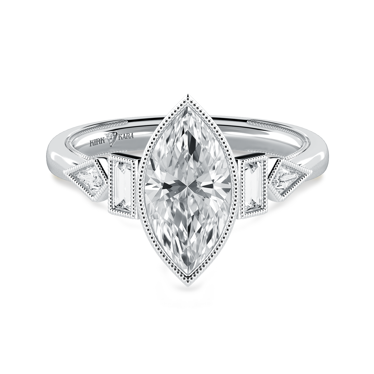 Preset Marquise Bezel Fancy Lab Diamond Engagement Ring - Center Diamond Included