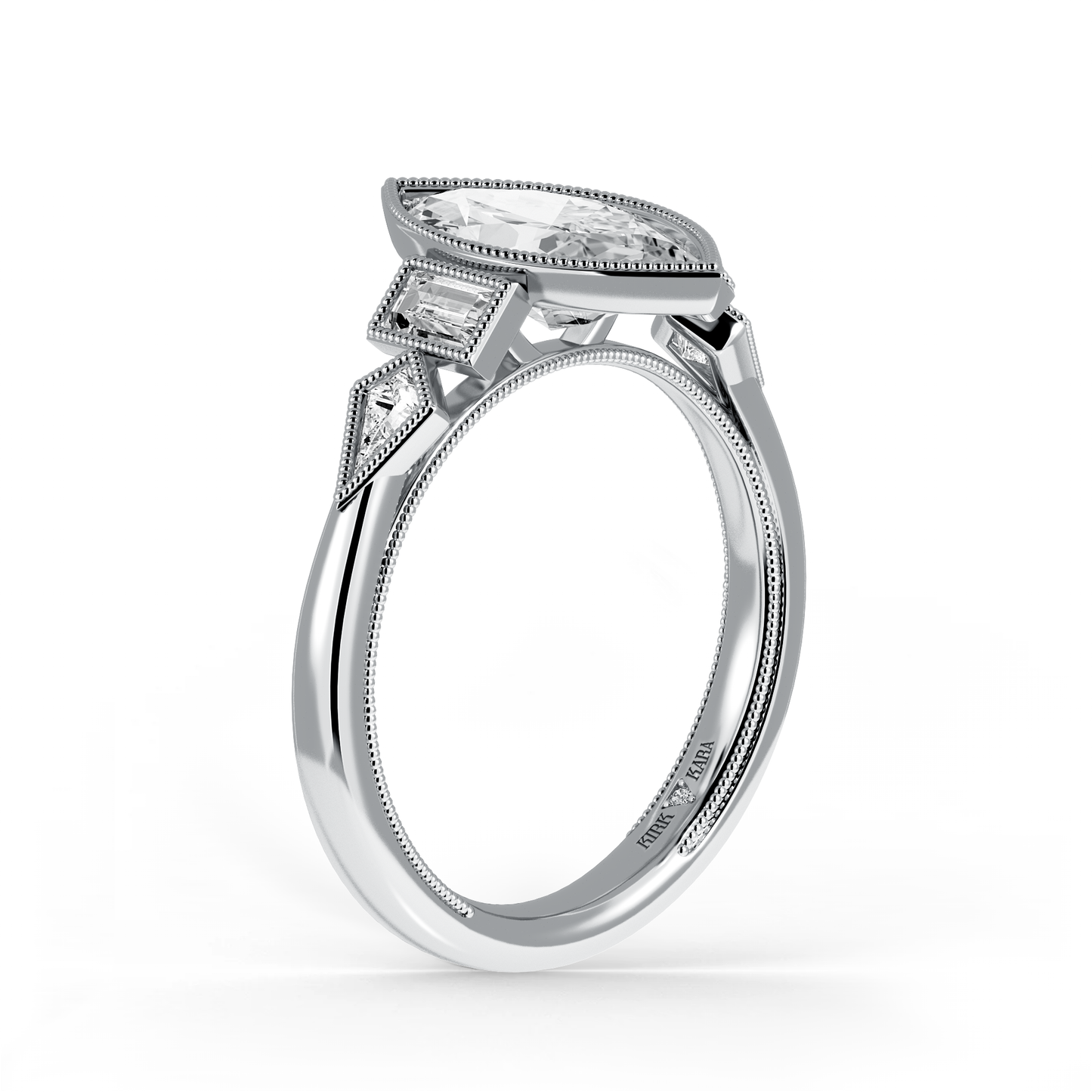 Preset Marquise Bezel Fancy Lab Diamond Engagement Ring - Center Diamond Included