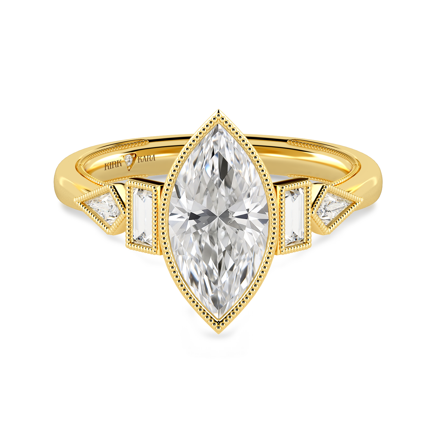 Preset Marquise Bezel Fancy Lab Diamond Engagement Ring - Center Diamond Included