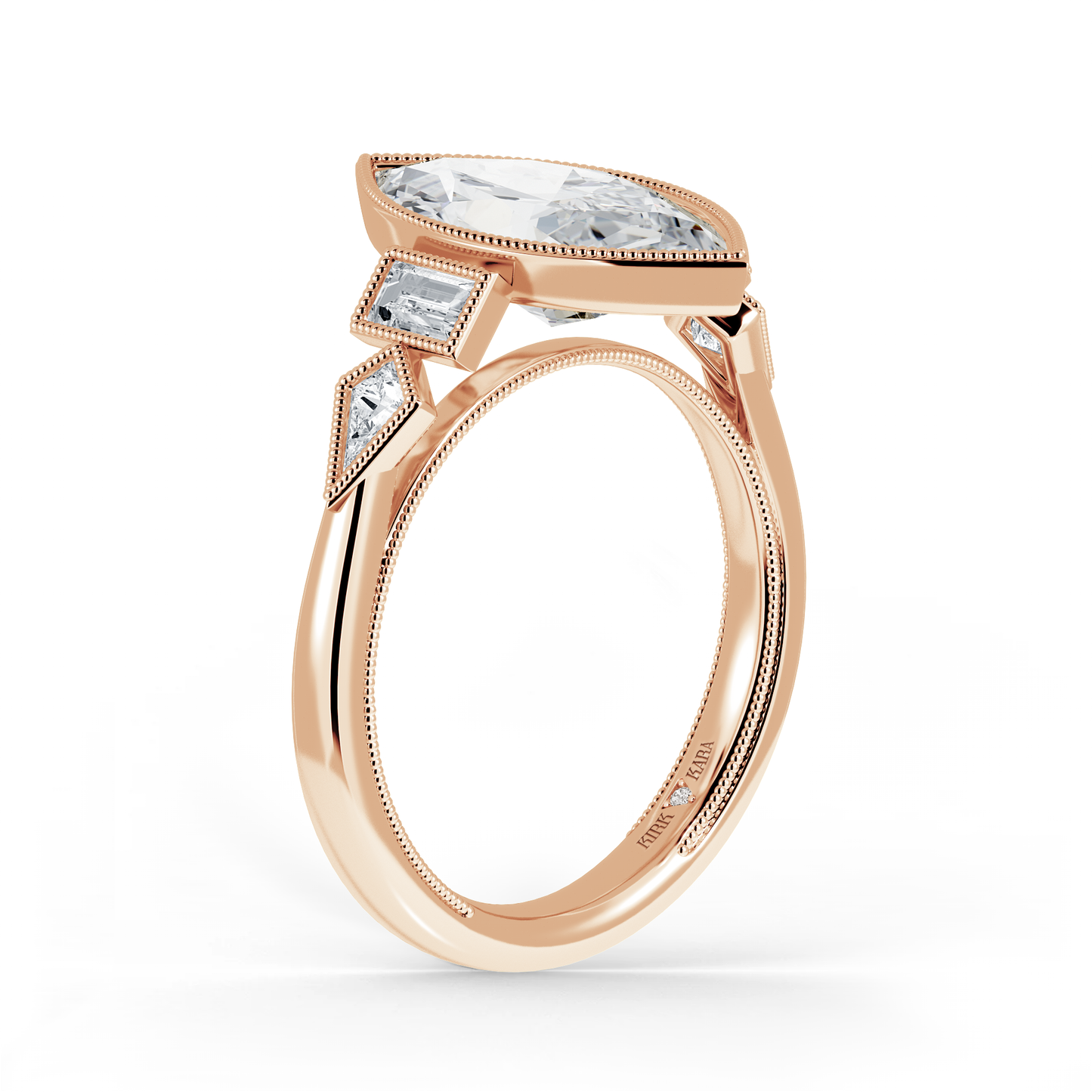 Preset Marquise Bezel Fancy Lab Diamond Engagement Ring - Center Diamond Included