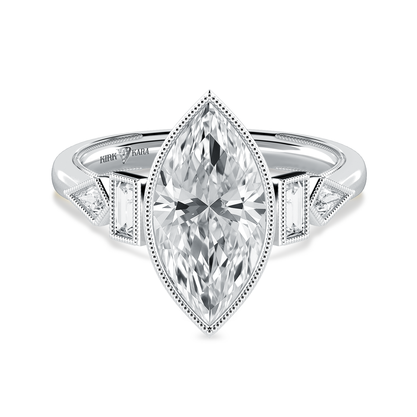 Modern Bezel Cathedral Diamond Engagement Ring