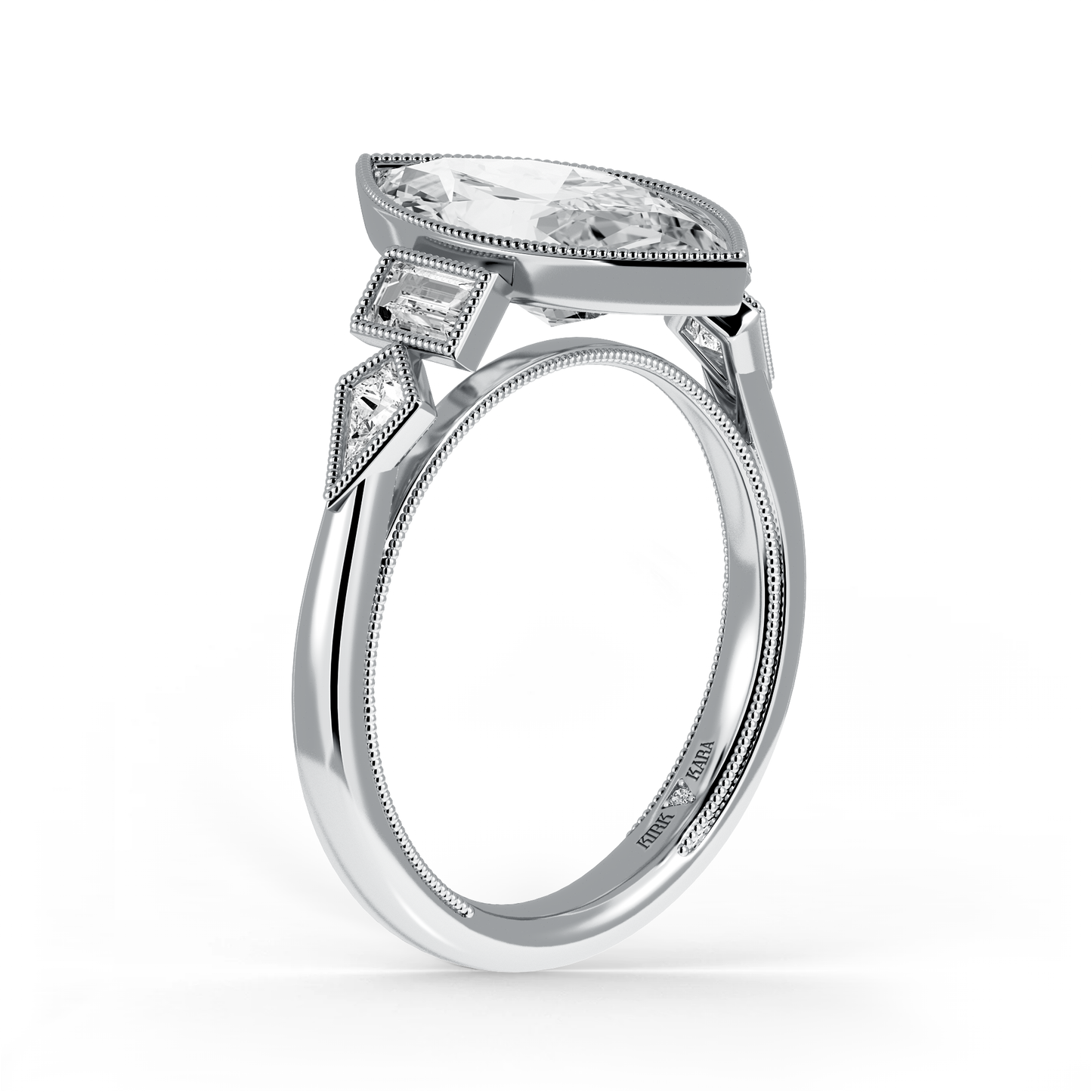 Modern Bezel Cathedral Diamond Engagement Ring