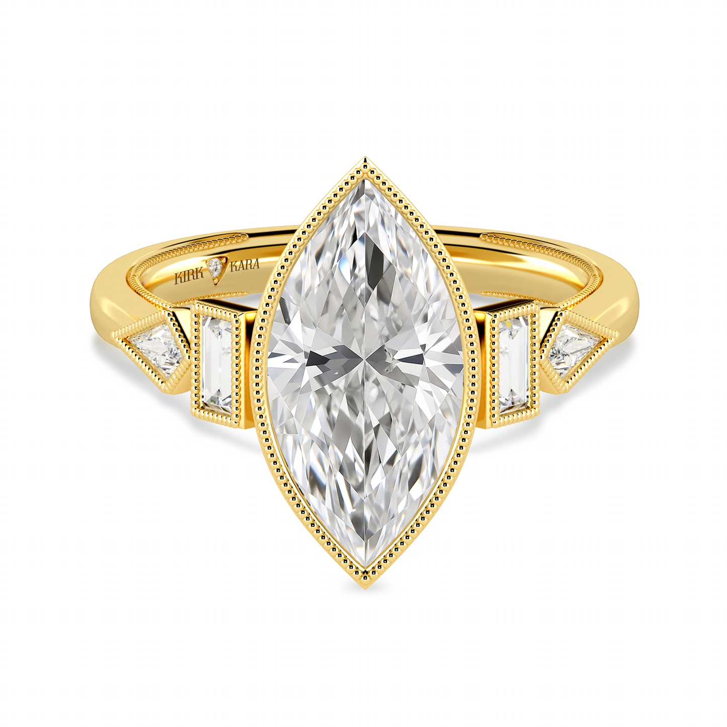 Preset Marquise Bezel Fancy Lab Diamond Engagement Ring - Center Diamond Included