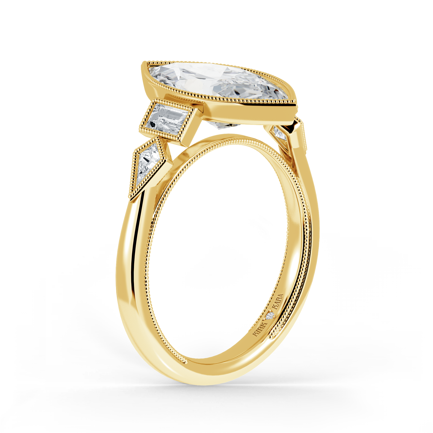 Modern Bezel Cathedral Diamond Engagement Ring