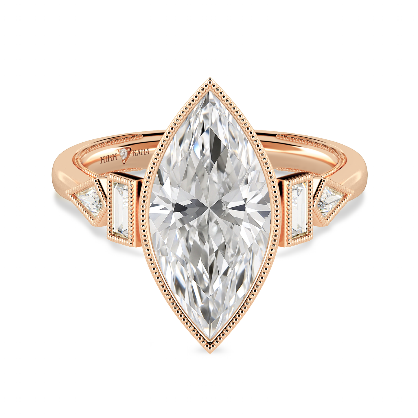Preset Marquise Bezel Fancy Lab Diamond Engagement Ring - Center Diamond Included
