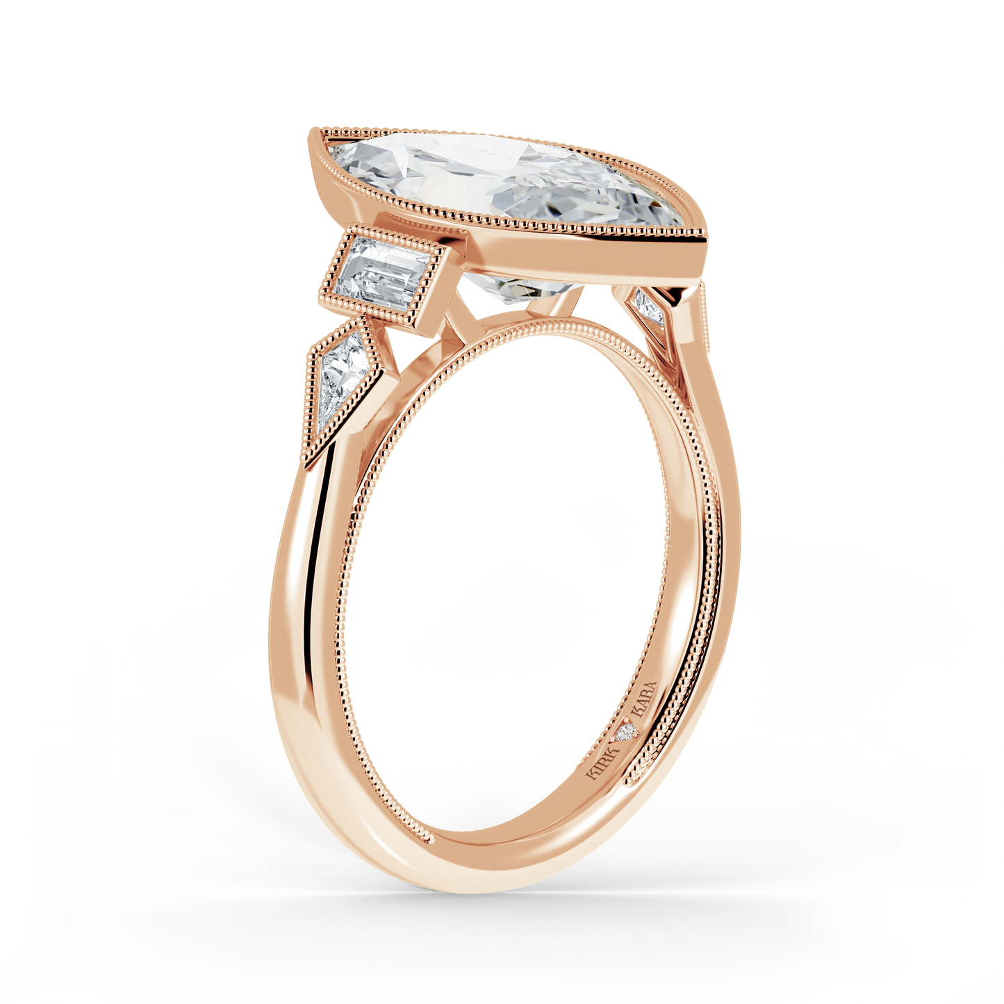 Preset Marquise Bezel Fancy Lab Diamond Engagement Ring - Center Diamond Included