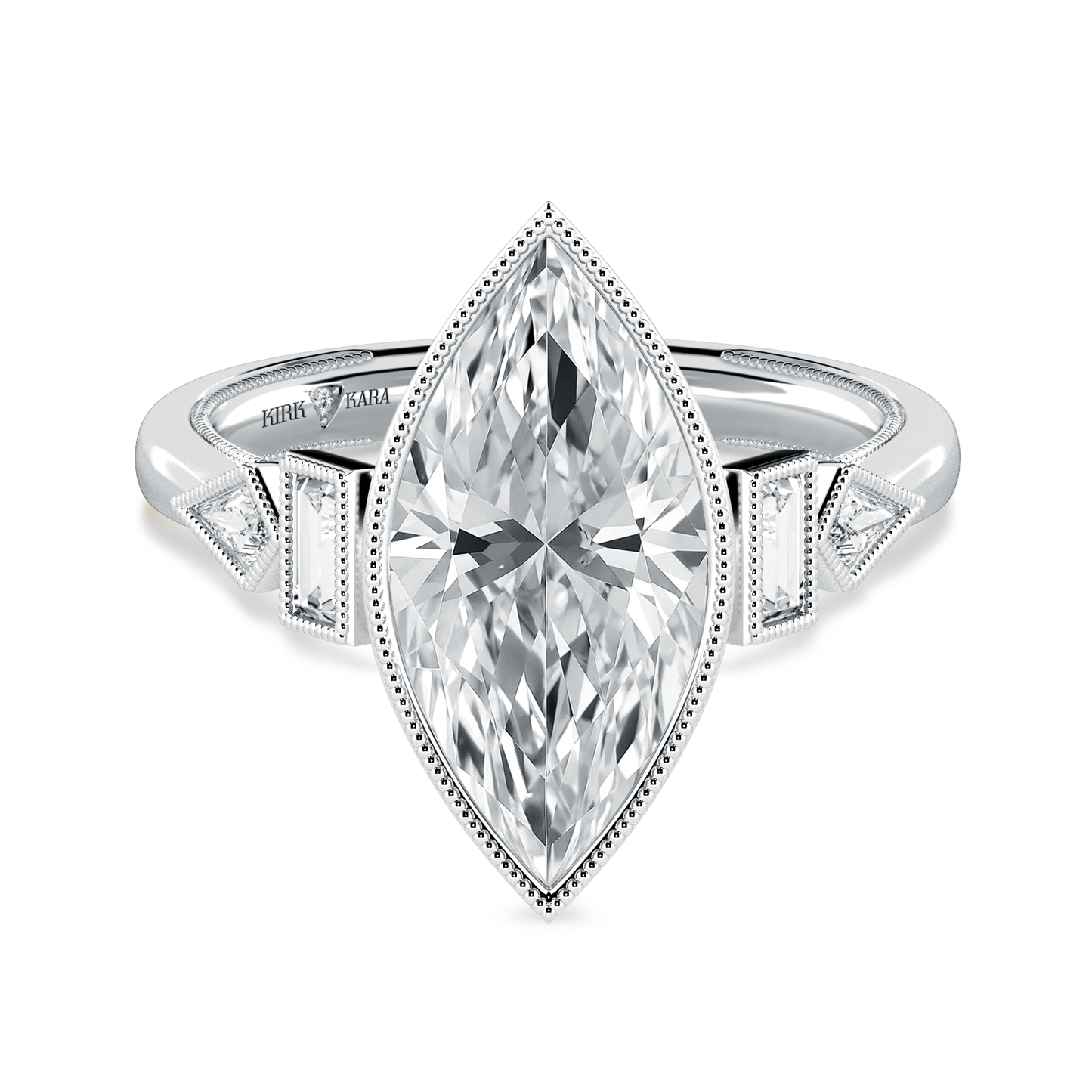 Preset Marquise Bezel Fancy Lab Diamond Engagement Ring - Center Diamond Included