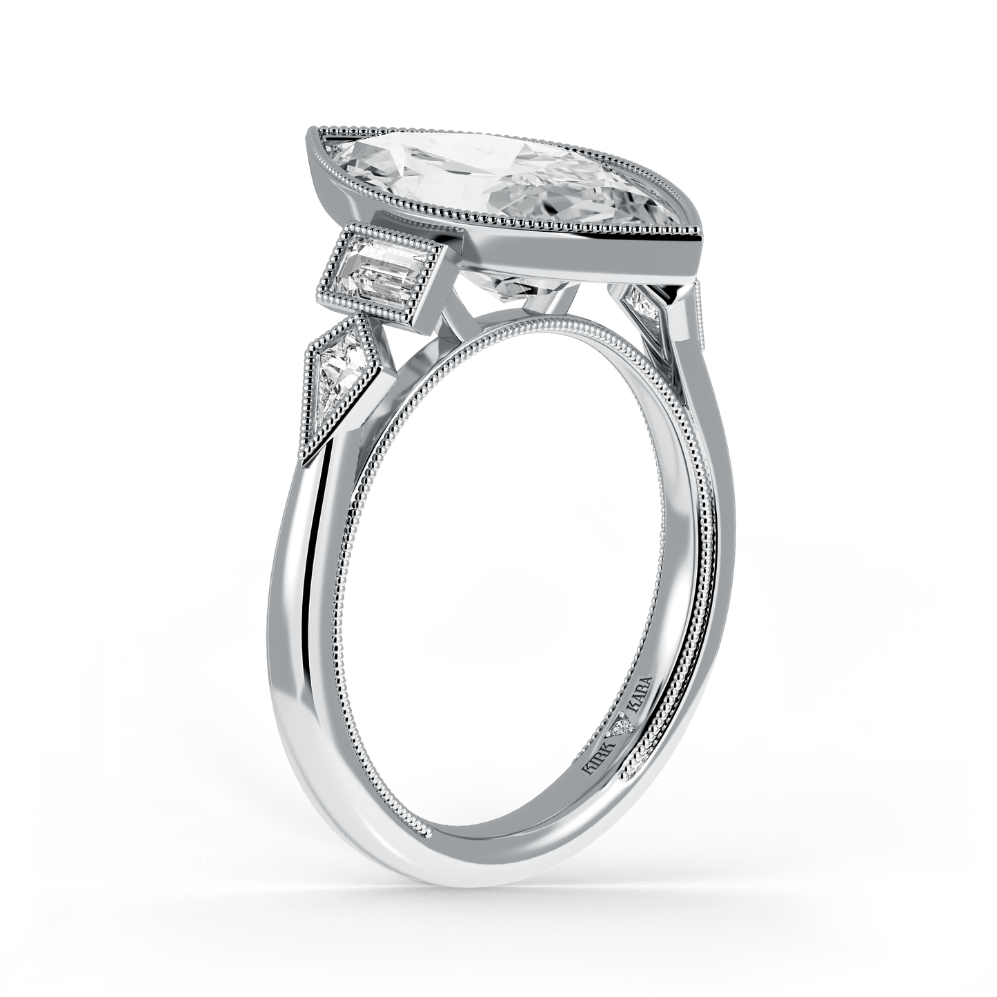 Preset Marquise Bezel Fancy Lab Diamond Engagement Ring - Center Diamond Included