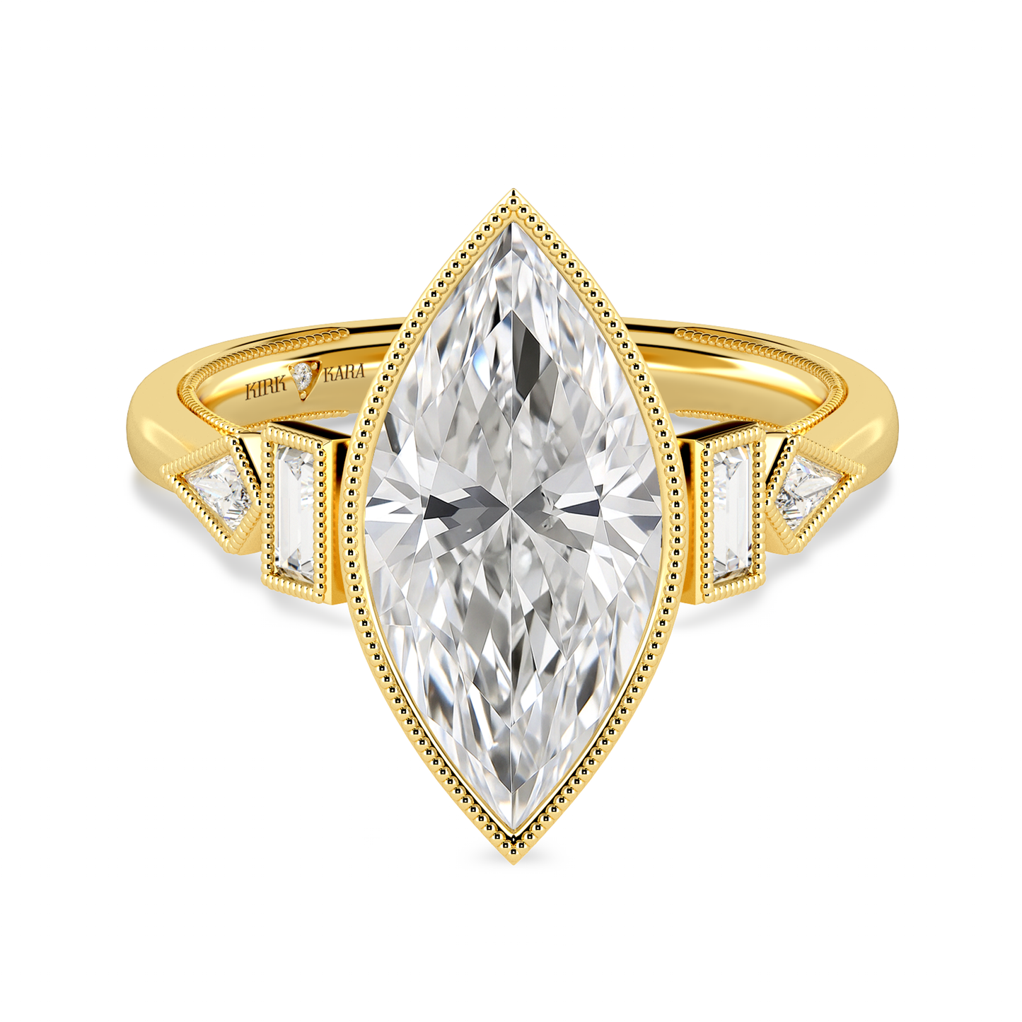 Preset Marquise Bezel Fancy Lab Diamond Engagement Ring - Center Diamond Included