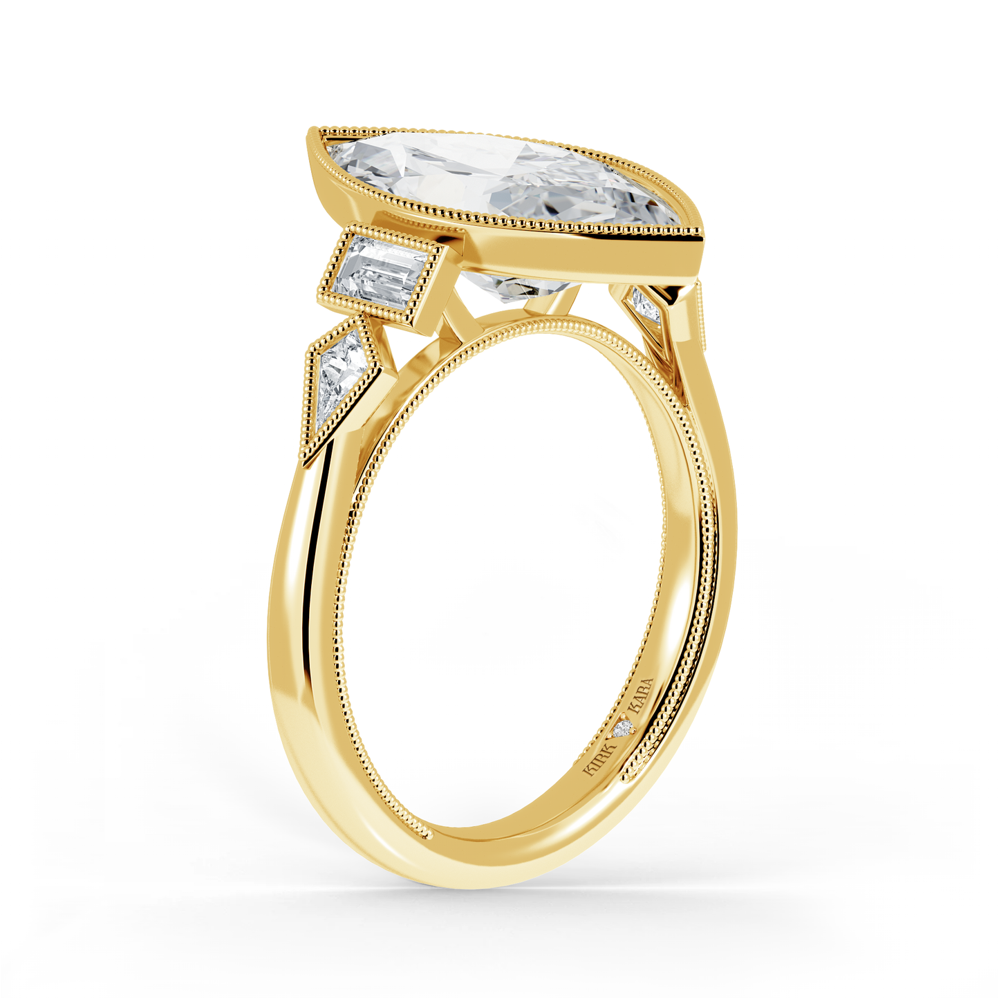 Preset Marquise Bezel Fancy Lab Diamond Engagement Ring - Center Diamond Included
