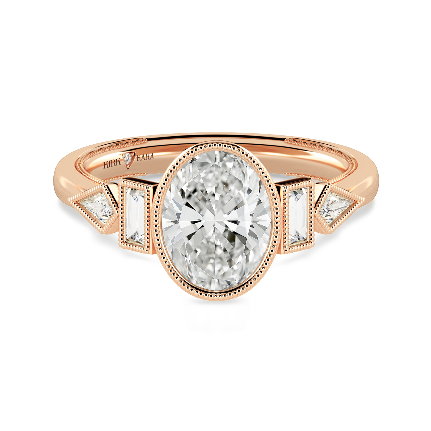 Preset Oval Bezel Fancy Lab Diamond Engagement Ring - Center Diamond Included