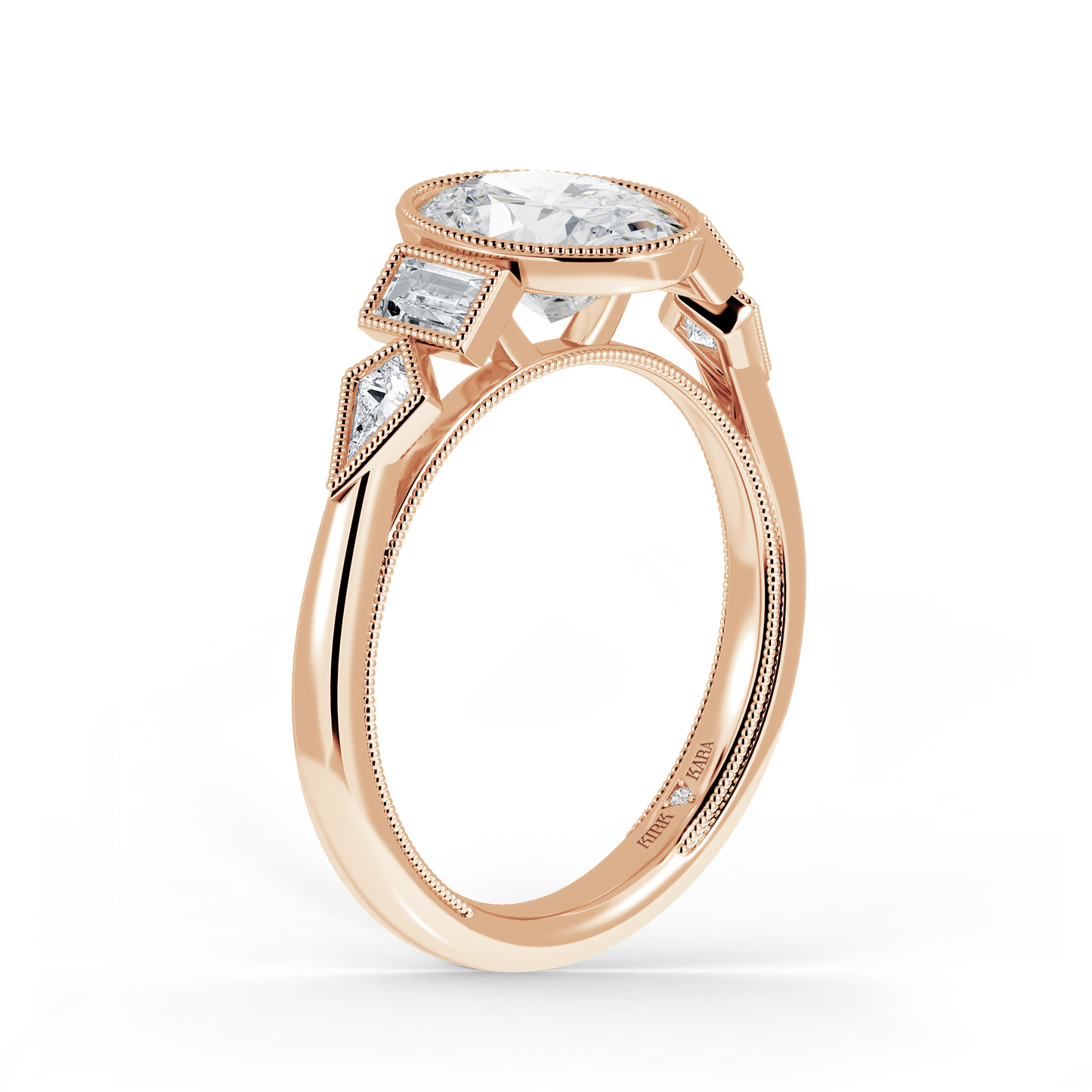 Preset Oval Bezel Fancy Lab Diamond Engagement Ring - Center Diamond Included