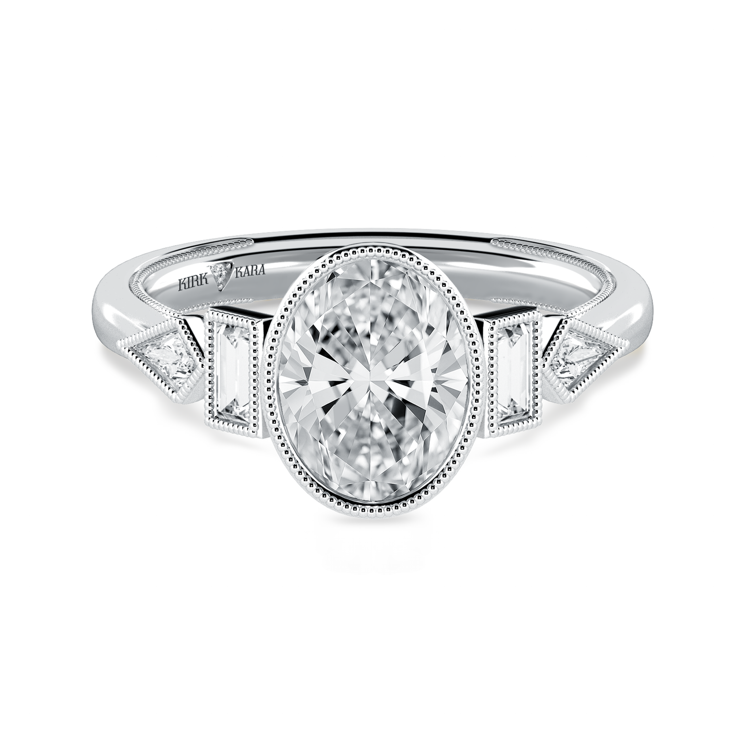 Preset Oval Bezel Fancy Lab Diamond Engagement Ring - Center Diamond Included