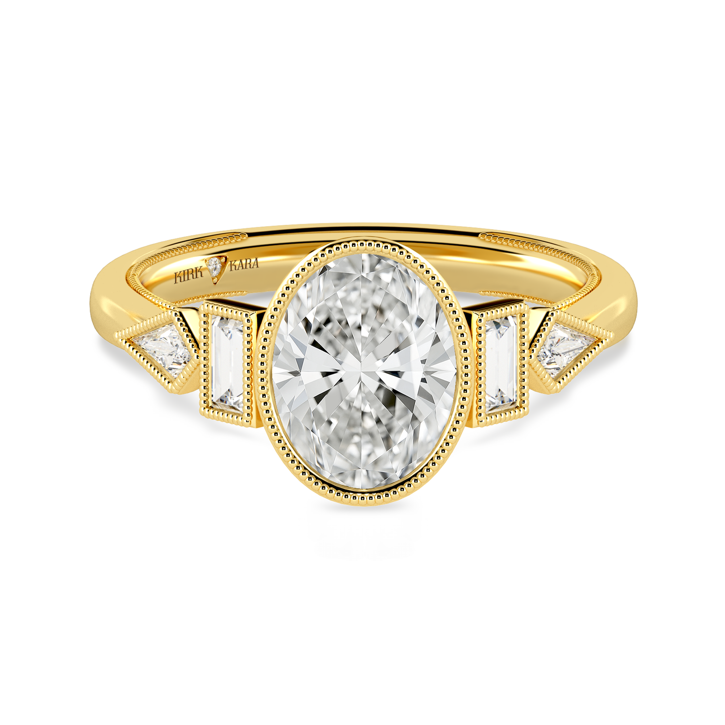 Preset Oval Bezel Fancy Lab Diamond Engagement Ring - Center Diamond Included