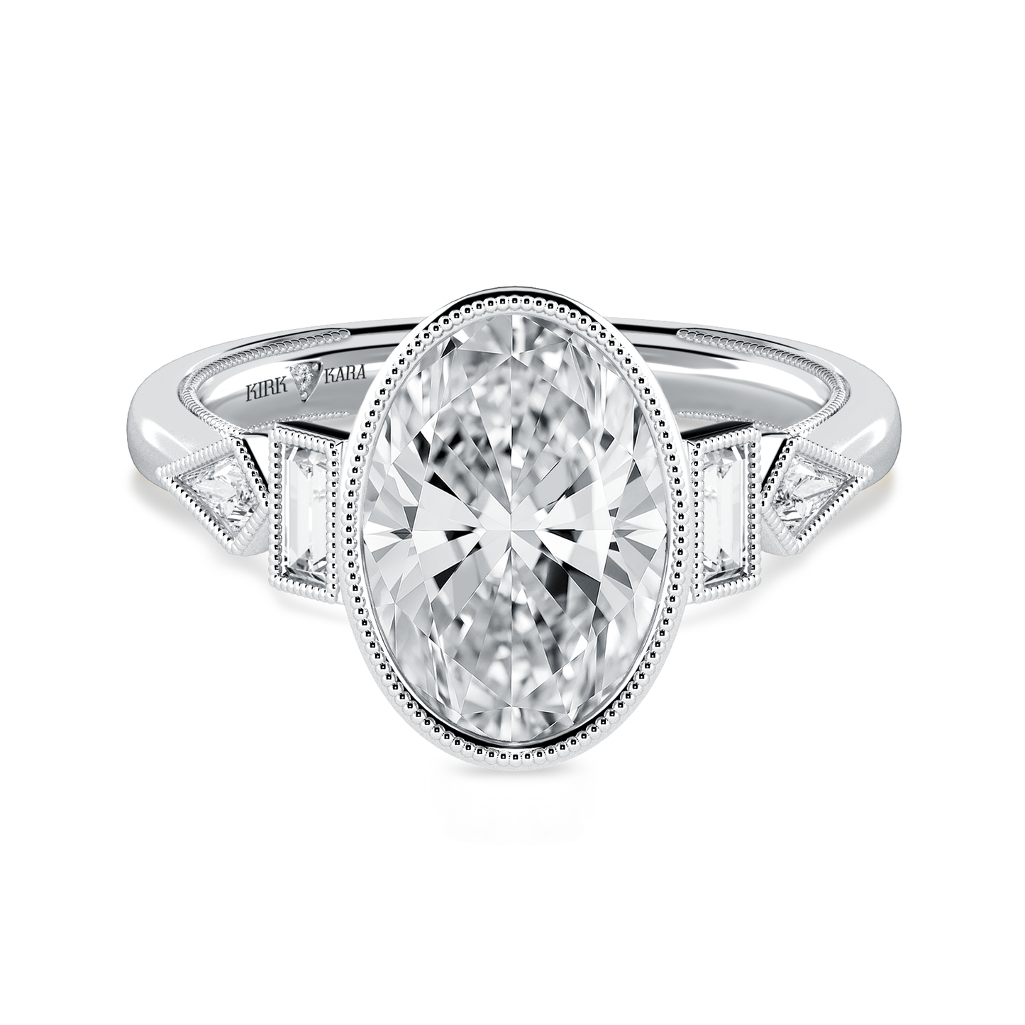 Modern Bezel Cathedral Diamond Engagement Ring