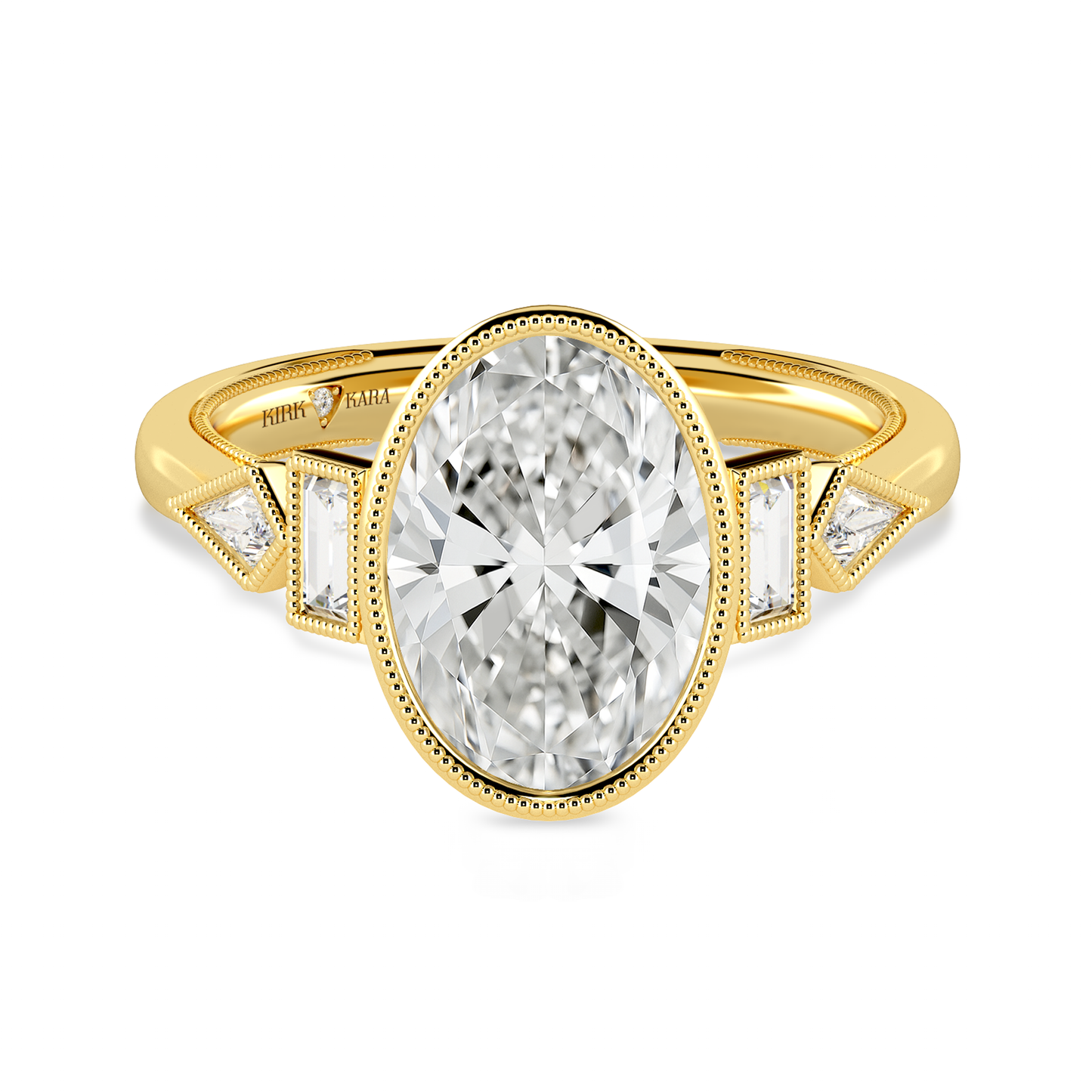 Preset Oval Bezel Fancy Lab Diamond Engagement Ring - Center Diamond Included