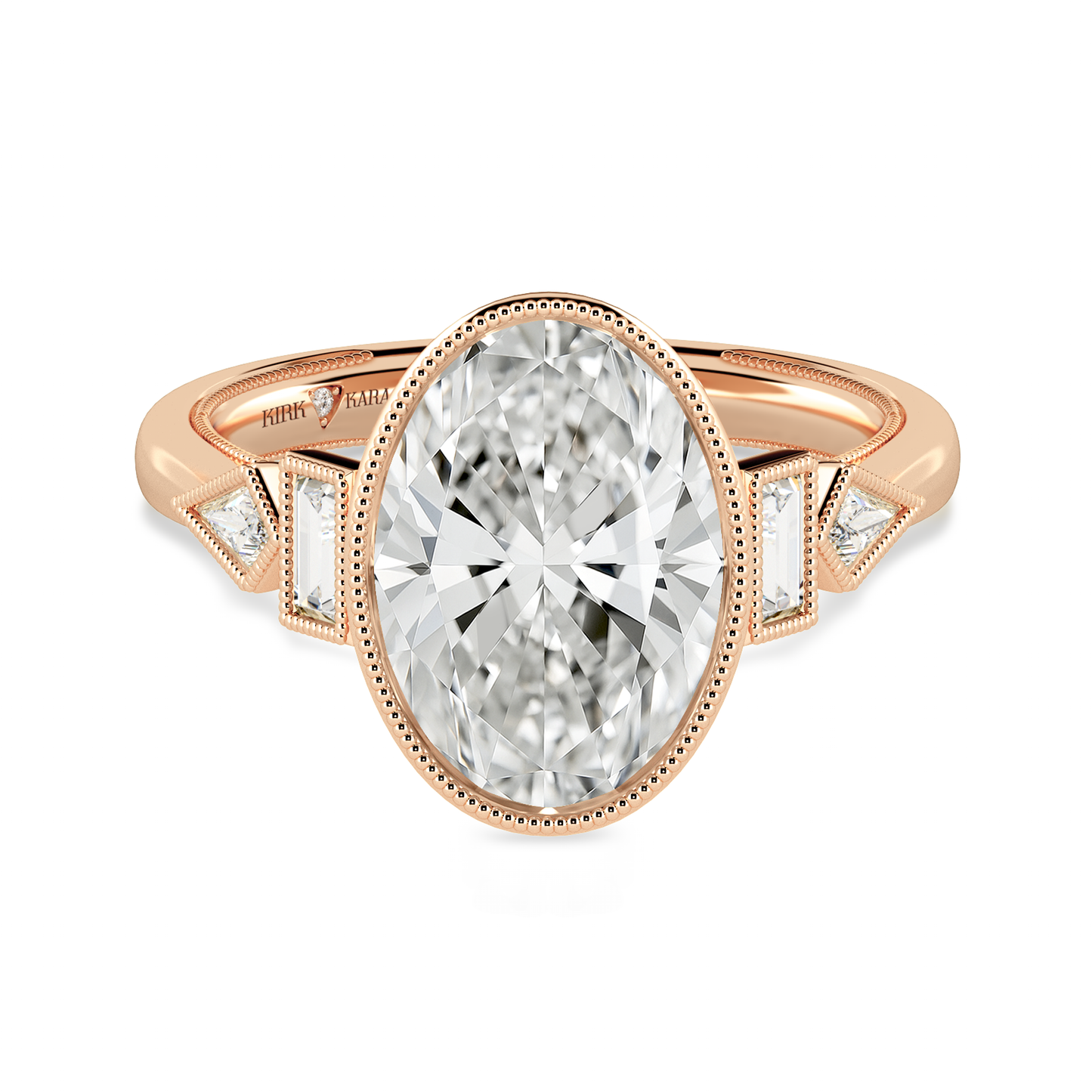 Preset Oval Bezel Fancy Lab Diamond Engagement Ring - Center Diamond Included