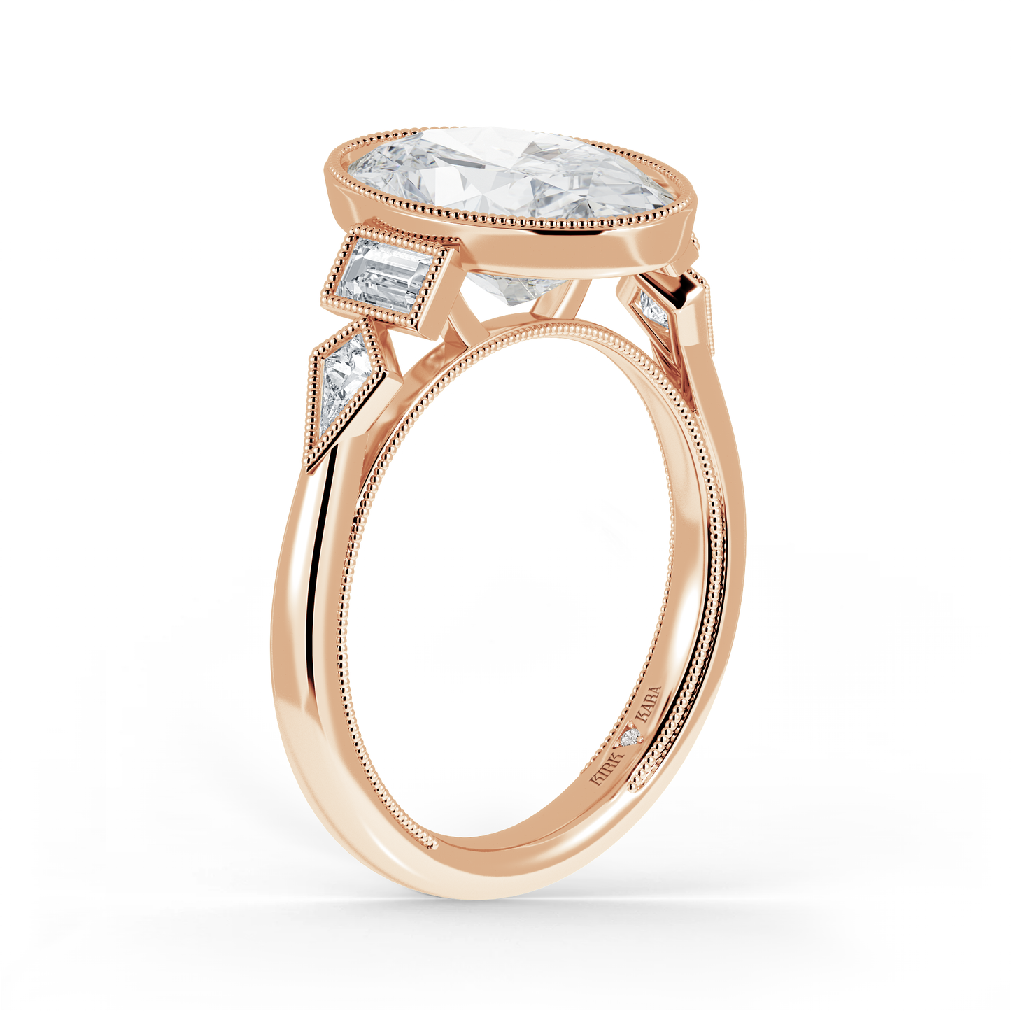 Preset Oval Bezel Fancy Lab Diamond Engagement Ring - Center Diamond Included