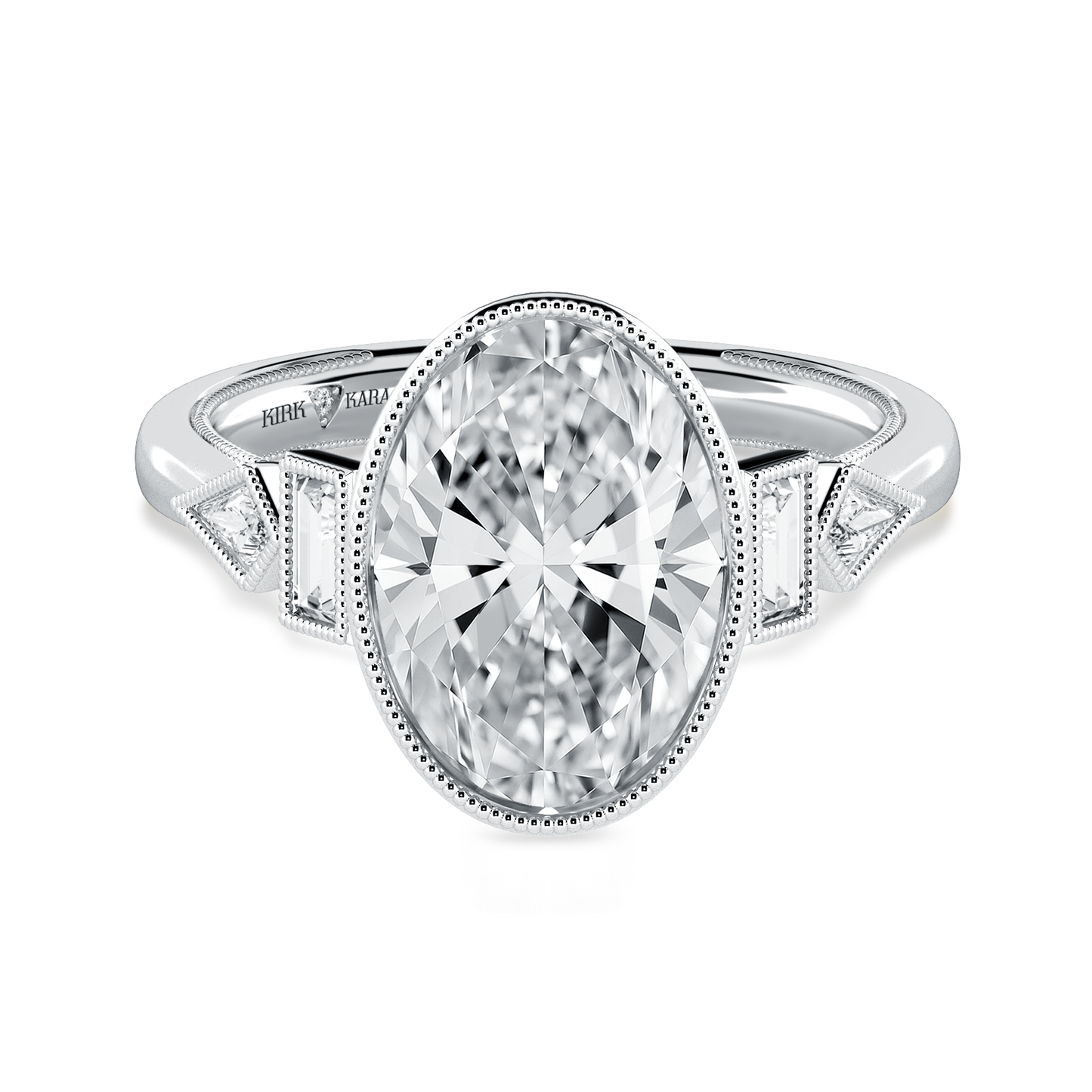 Preset Oval Bezel Fancy Lab Diamond Engagement Ring - Center Diamond Included