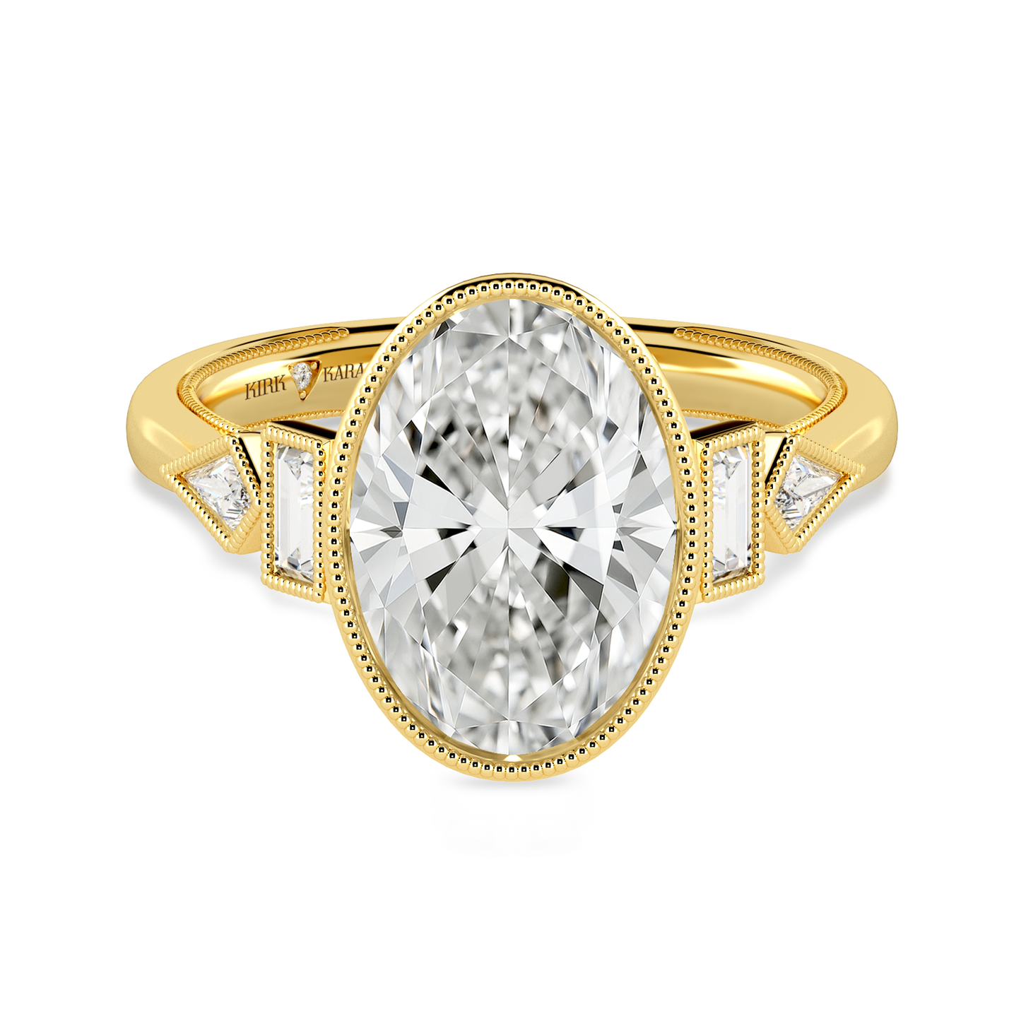 Preset Oval Bezel Fancy Lab Diamond Engagement Ring - Center Diamond Included