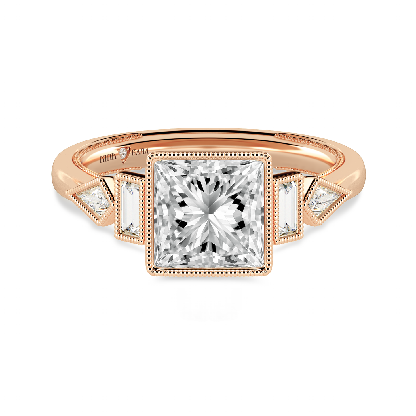 Preset Princess Bezel Fancy Lab Diamond Engagement Ring - Center Diamond Included