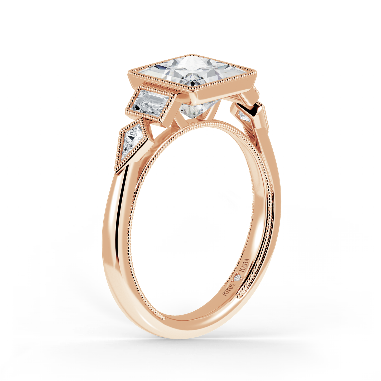 Preset Princess Bezel Fancy Lab Diamond Engagement Ring - Center Diamond Included