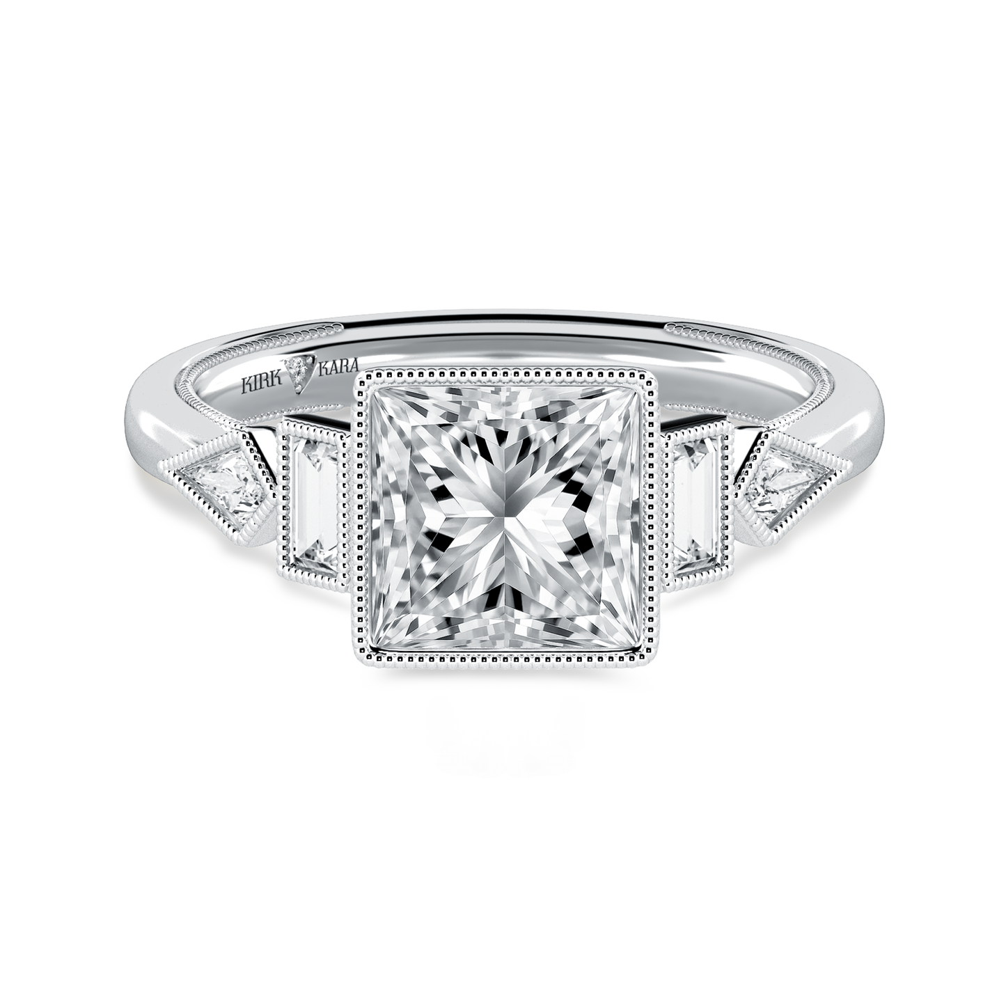 Preset Princess Bezel Fancy Lab Diamond Engagement Ring - Center Diamond Included