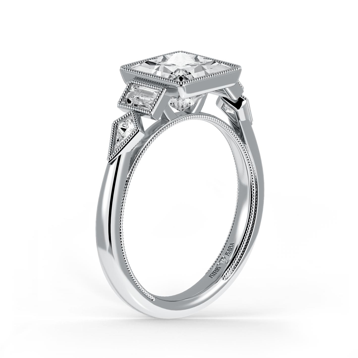 Preset Princess Bezel Fancy Lab Diamond Engagement Ring - Center Diamond Included