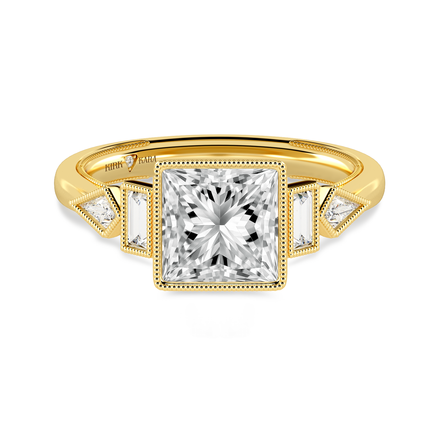Preset Princess Bezel Fancy Lab Diamond Engagement Ring - Center Diamond Included