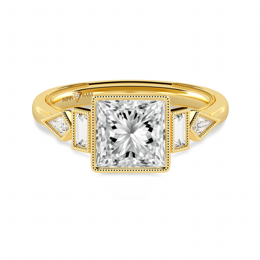Preset Princess Bezel Fancy Lab Diamond Engagement Ring - Center Diamond Included